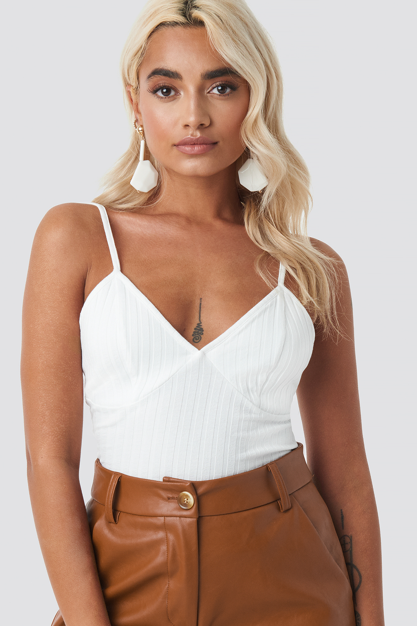 Ribbed Cup Singlet Offwhite