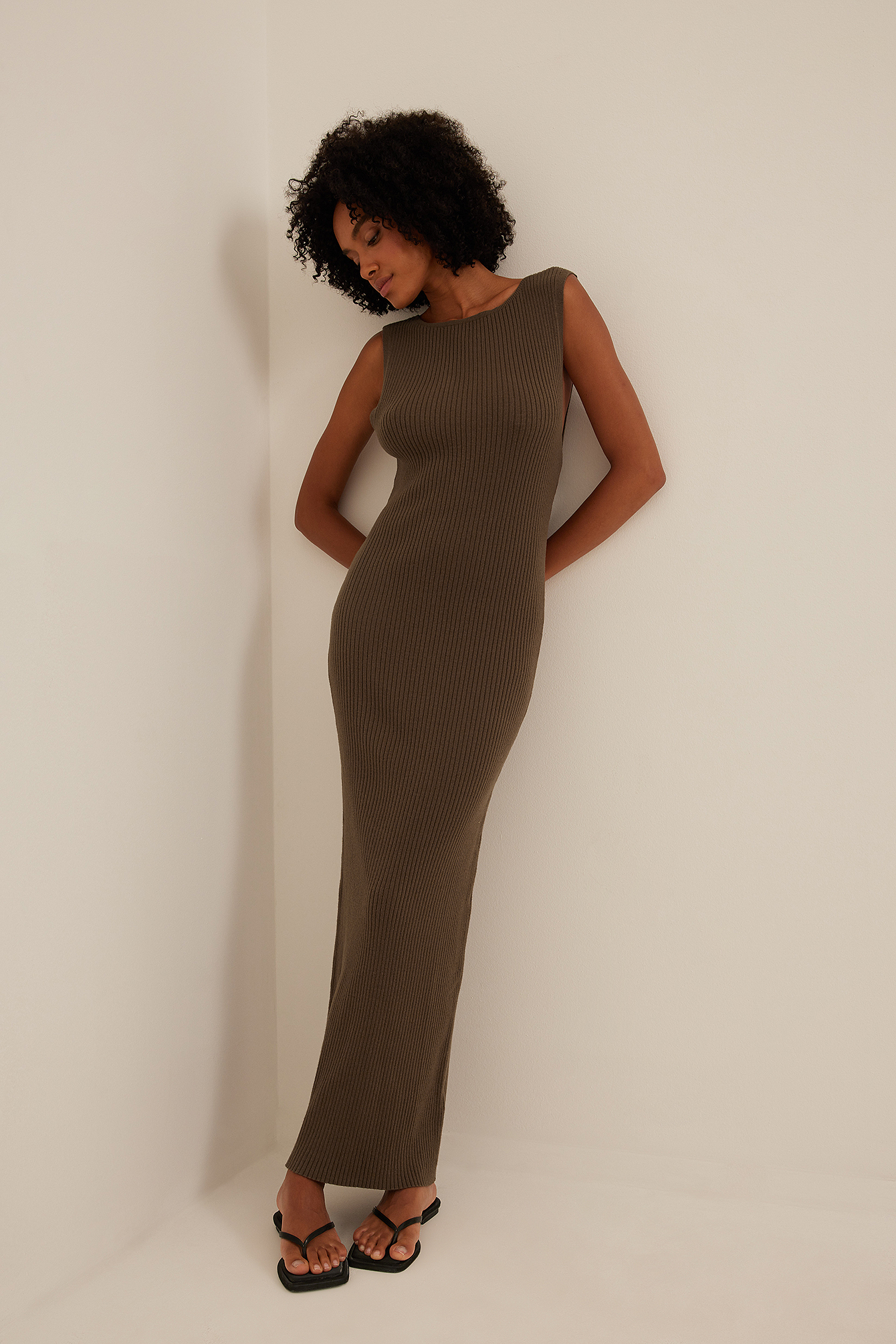 Ribbed Fine Knitted Maxi Dress Wishupon
