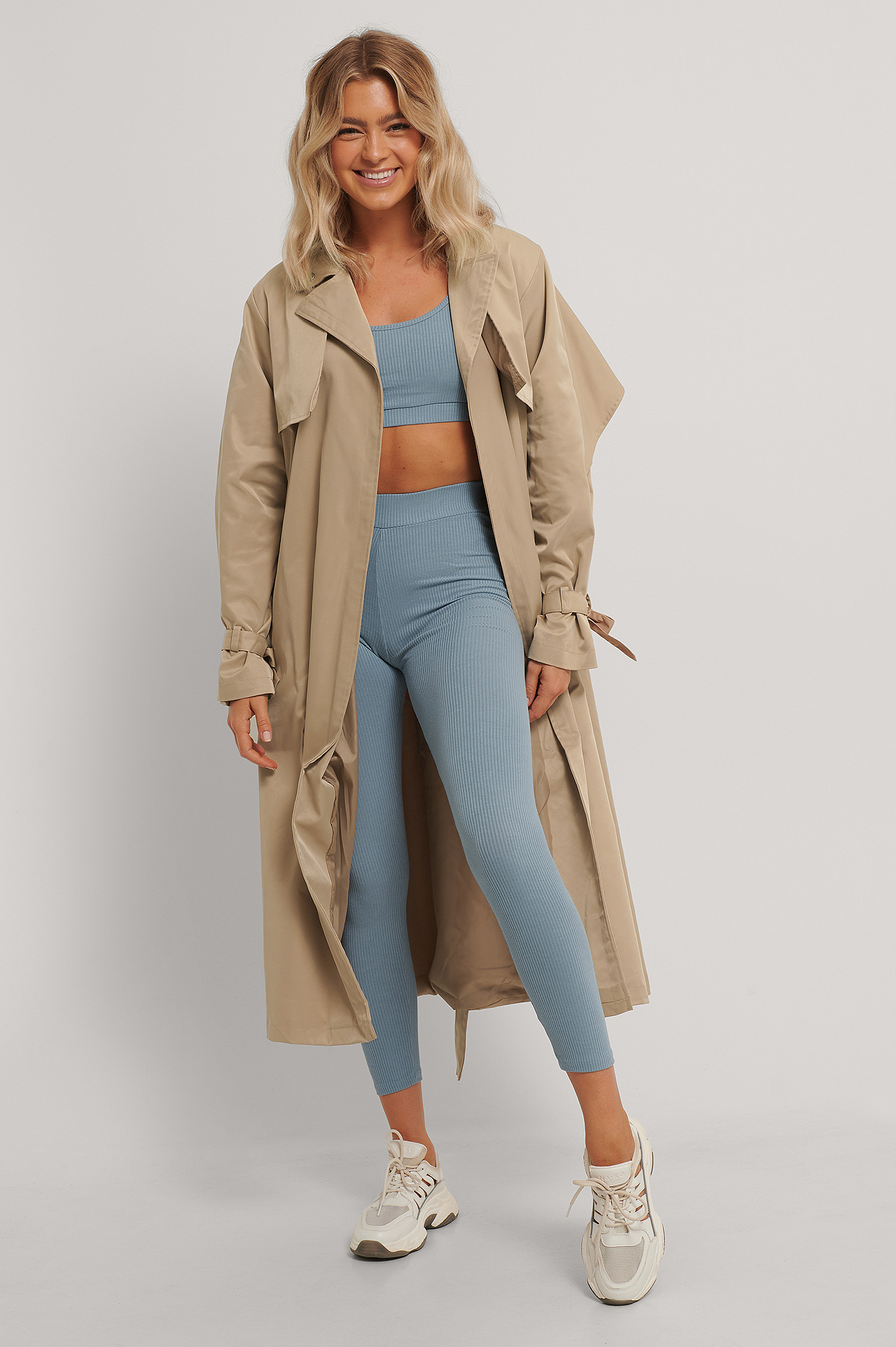 Zachte Geribde Legging Met Hoge Taille Blauw | na-kd.com
