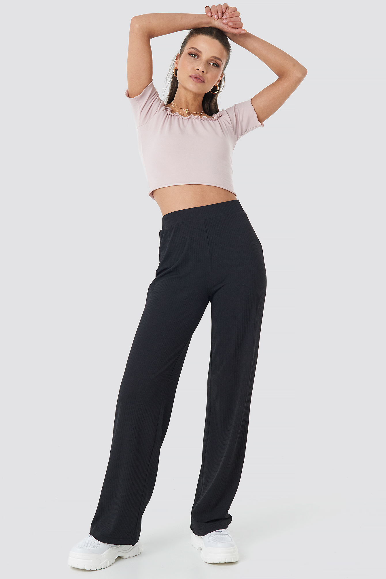 Ribbed Jersey Pants Black