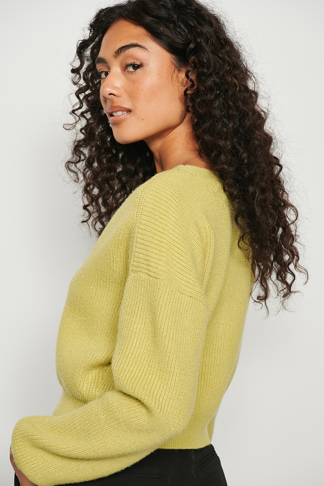 Ribbed Knitted Pearl Button Cardigan 