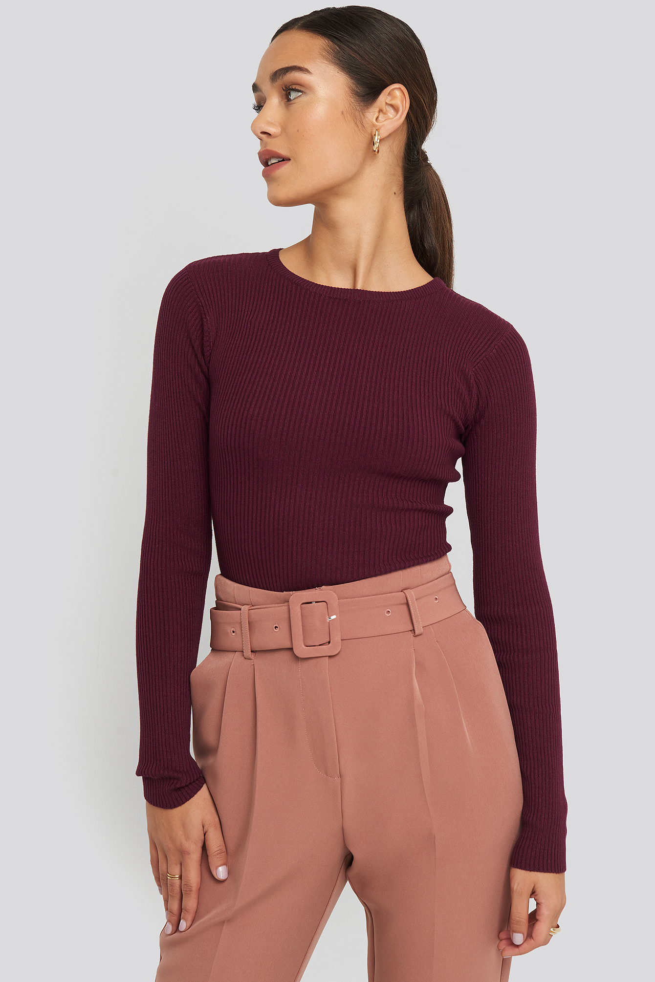 Saodimallsu Damen Oversized Pullover - Gerippter Strickpulli Mit Seitenschlitzen