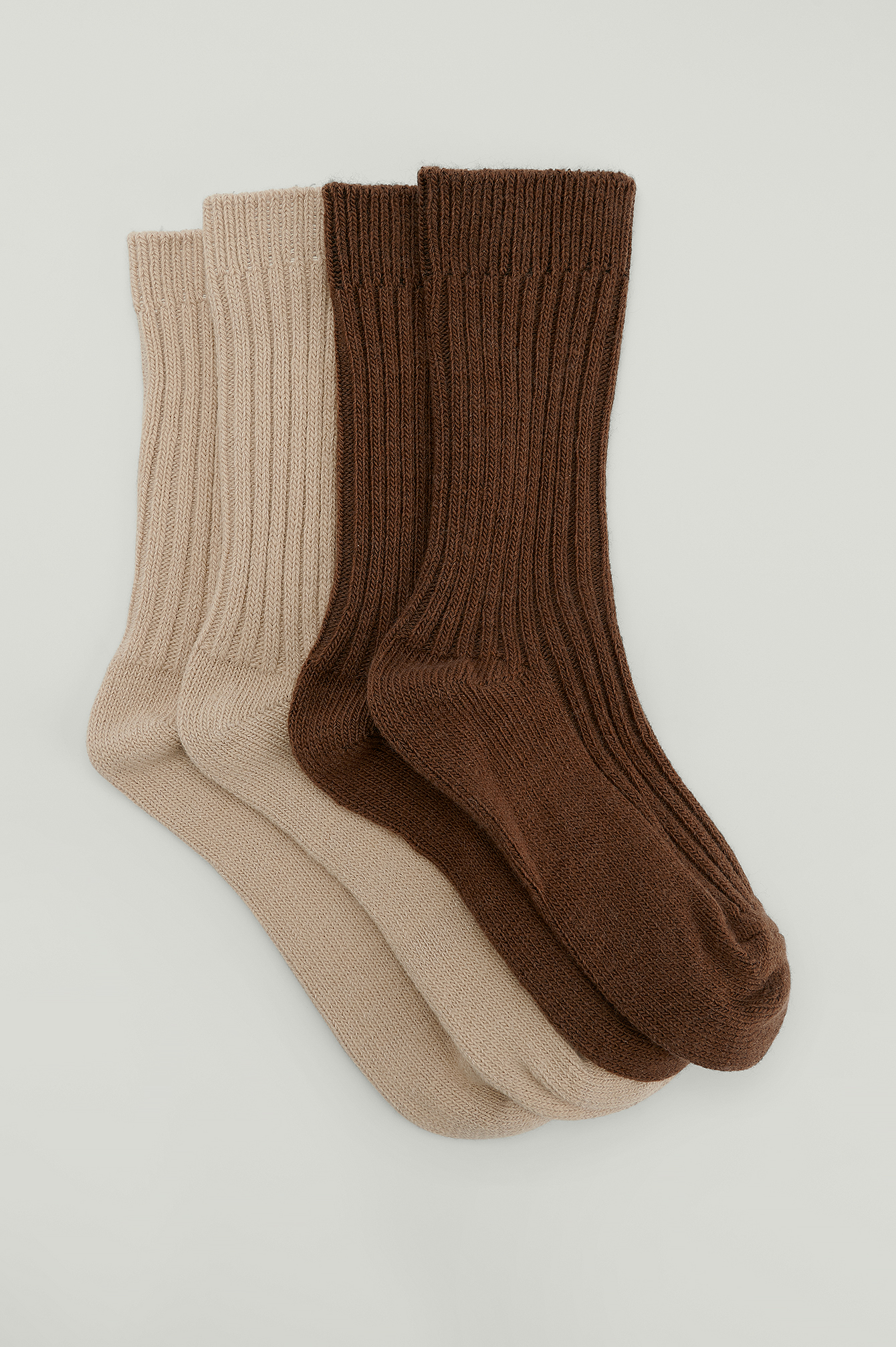 Mixed 2-Pakning ribbestrikkede sokker i ullblanding