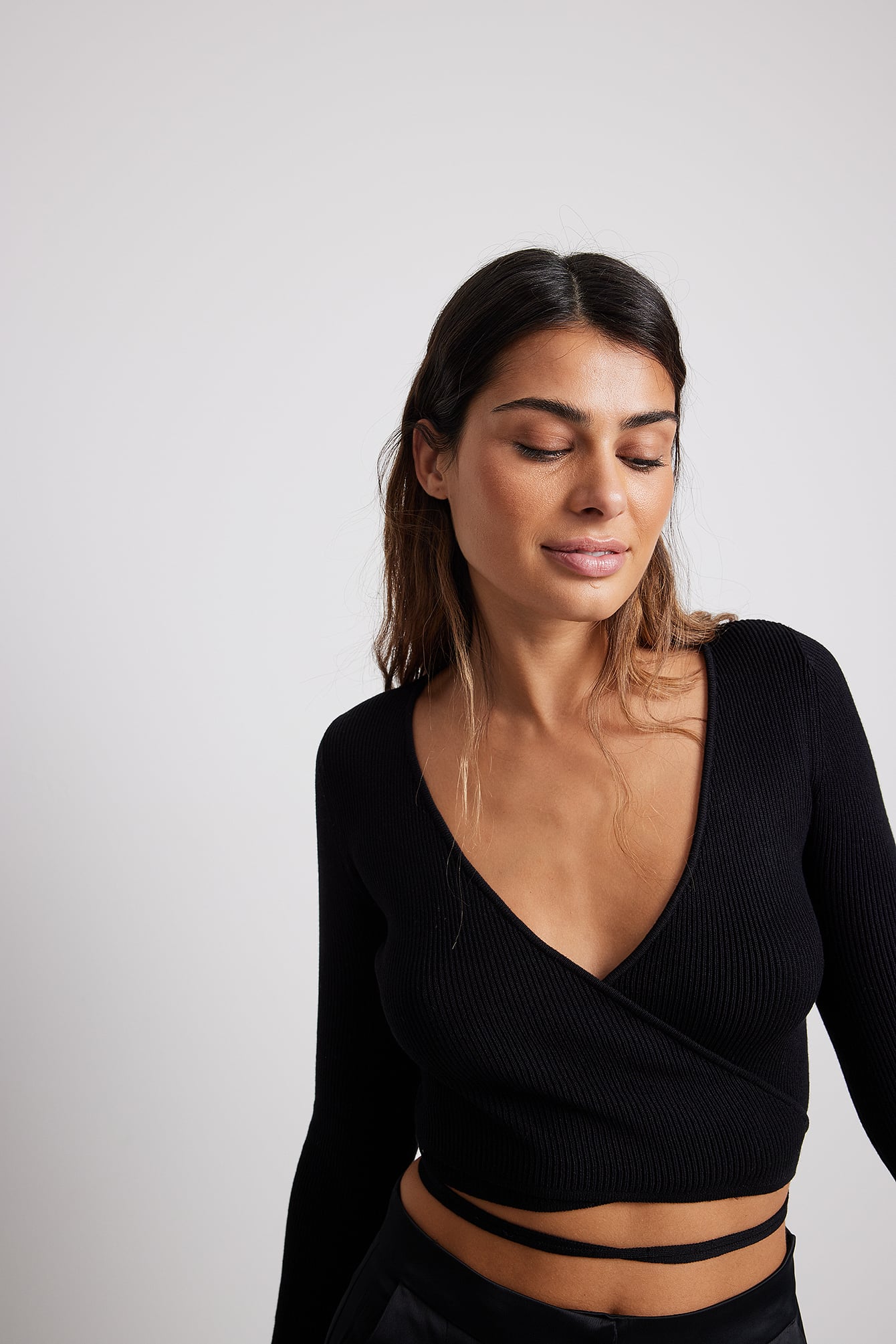 Ribbed wrap sweater