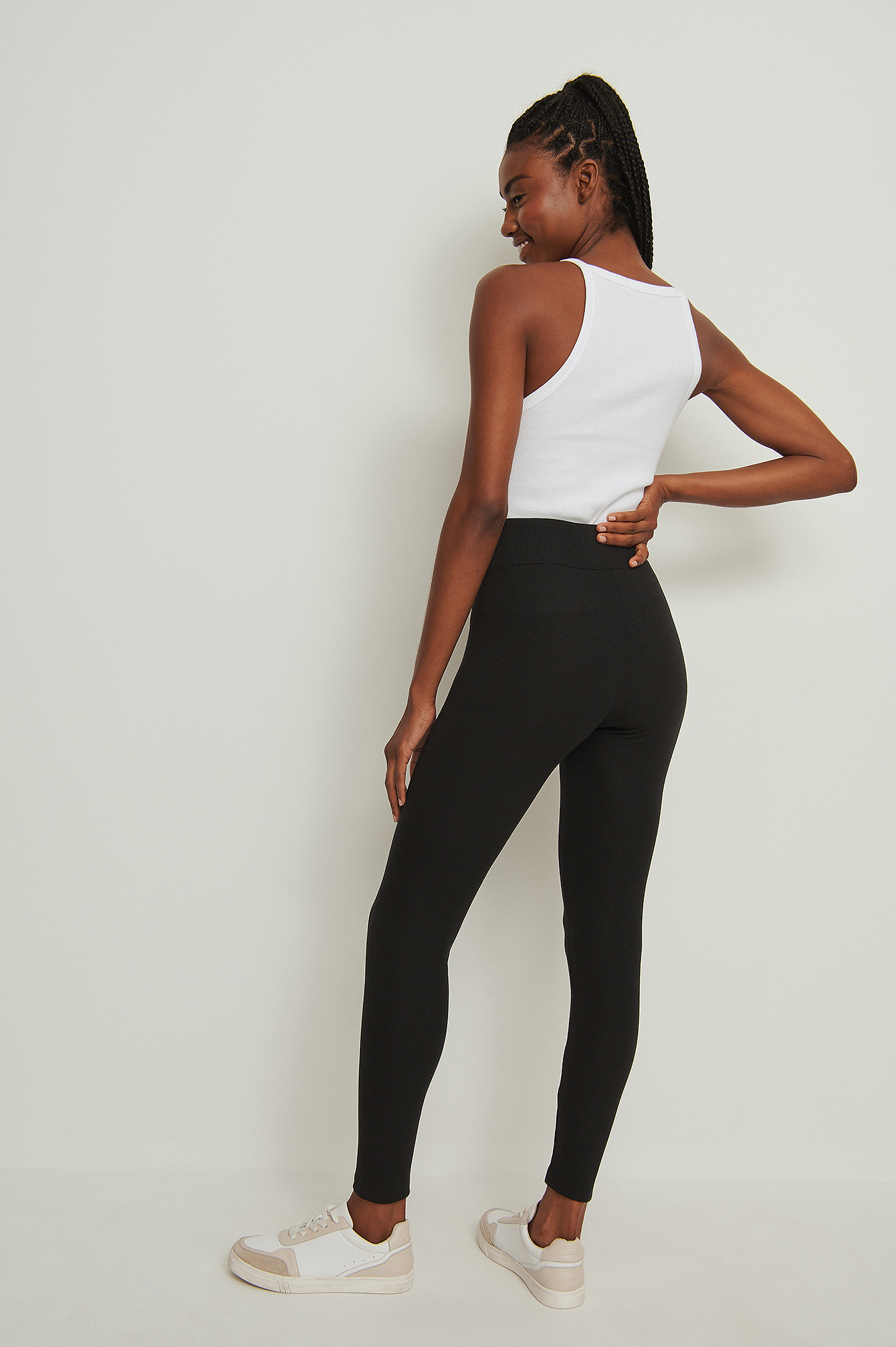 black ribbed leggings