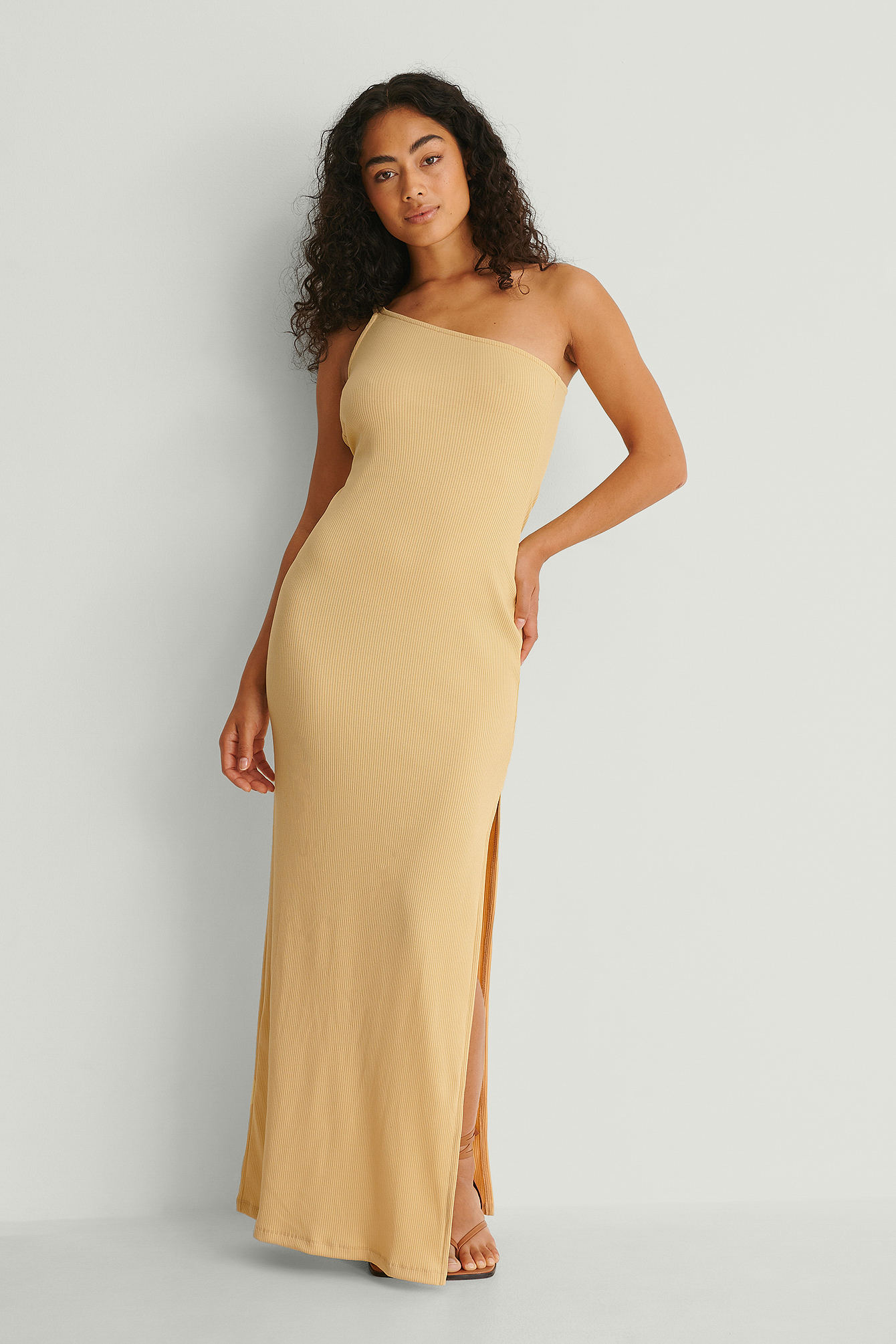 Ribbed Maxi Dress Yellow | na-kd.com