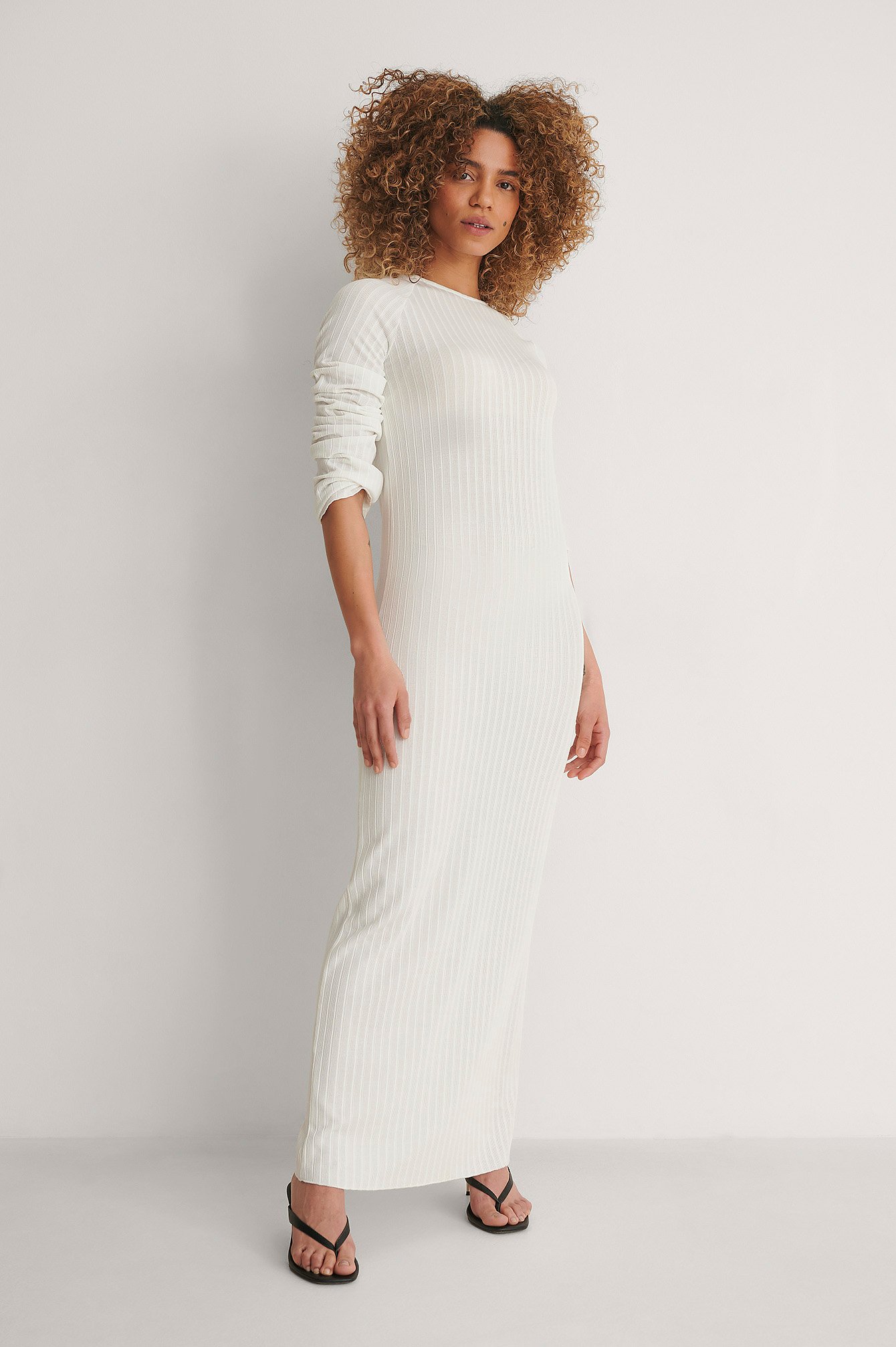 Offwhite Ribbed Maxi Dress