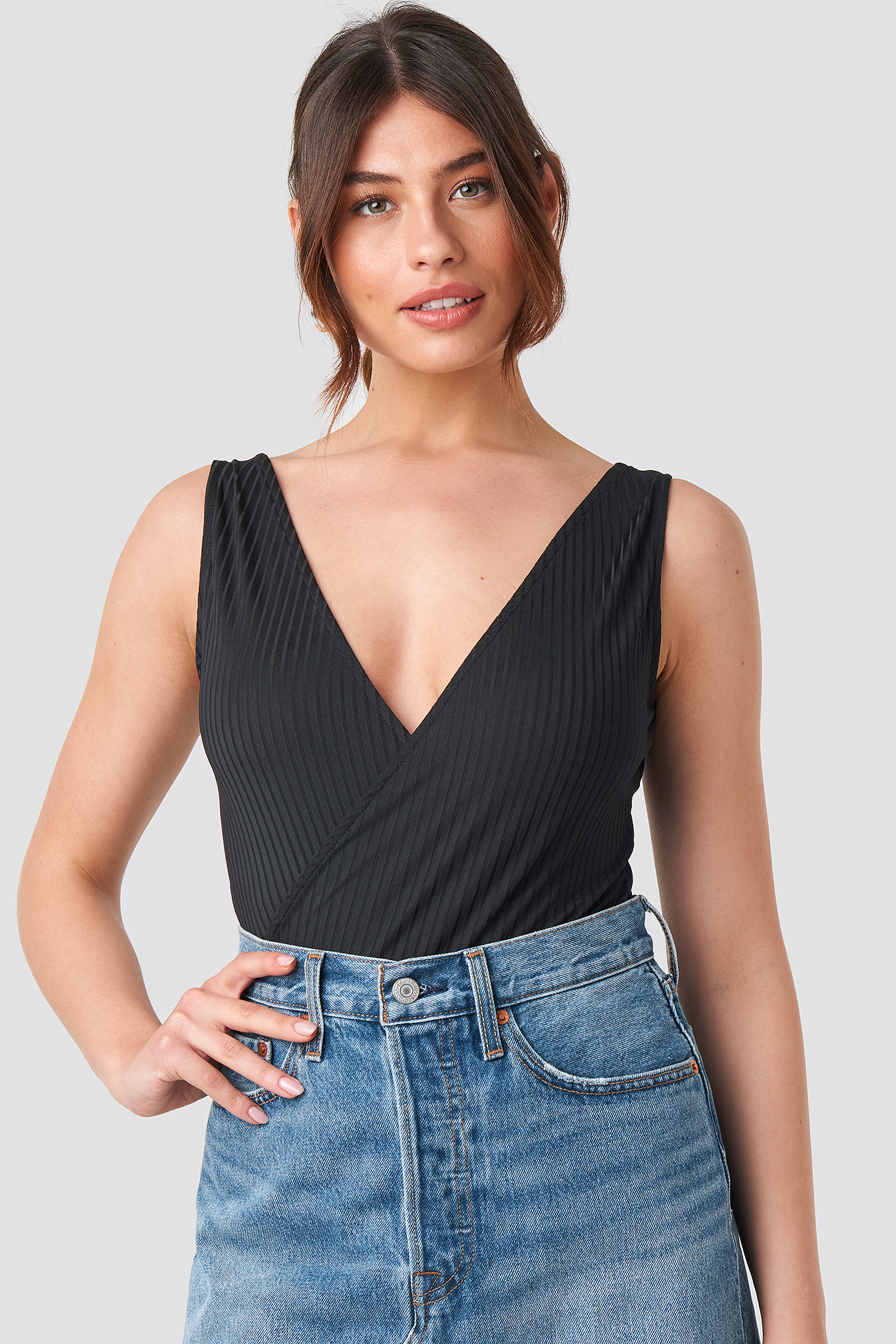 Ribbed Overlap Body Black