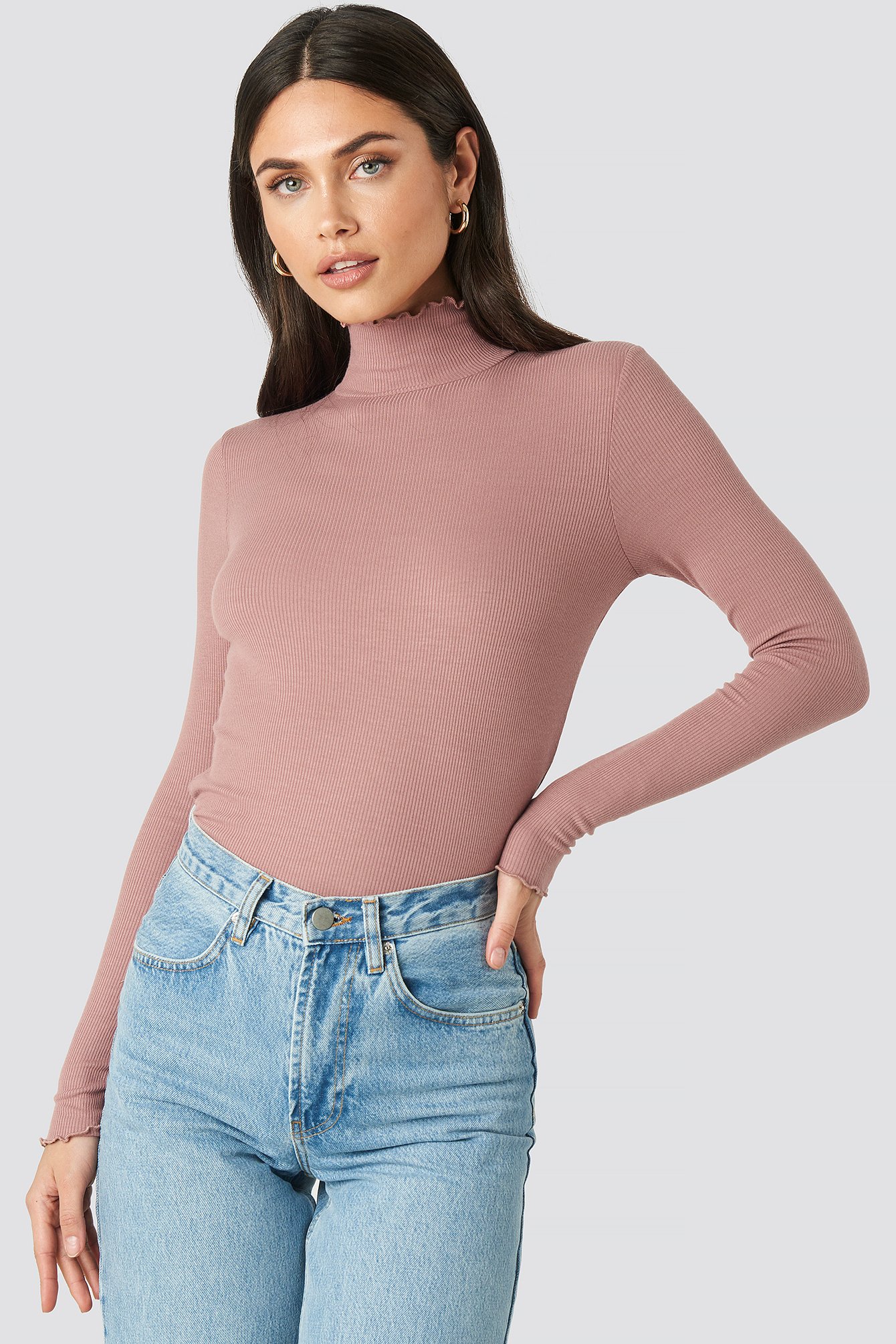 Dusty Dark Pink Ribbed Polo Babylock Top