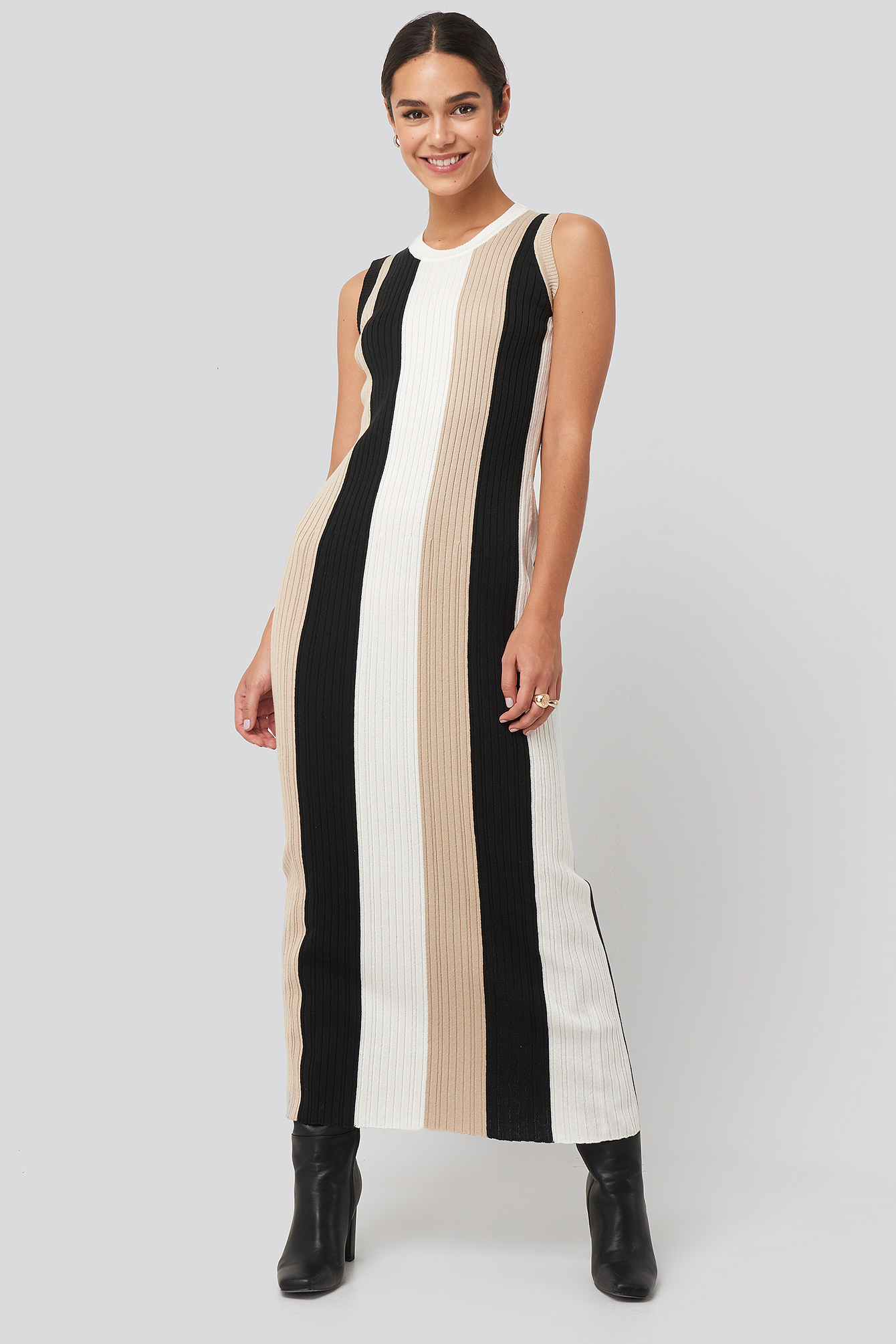Ribbed Sleeveless Maxi Dress Multicolor Stripe