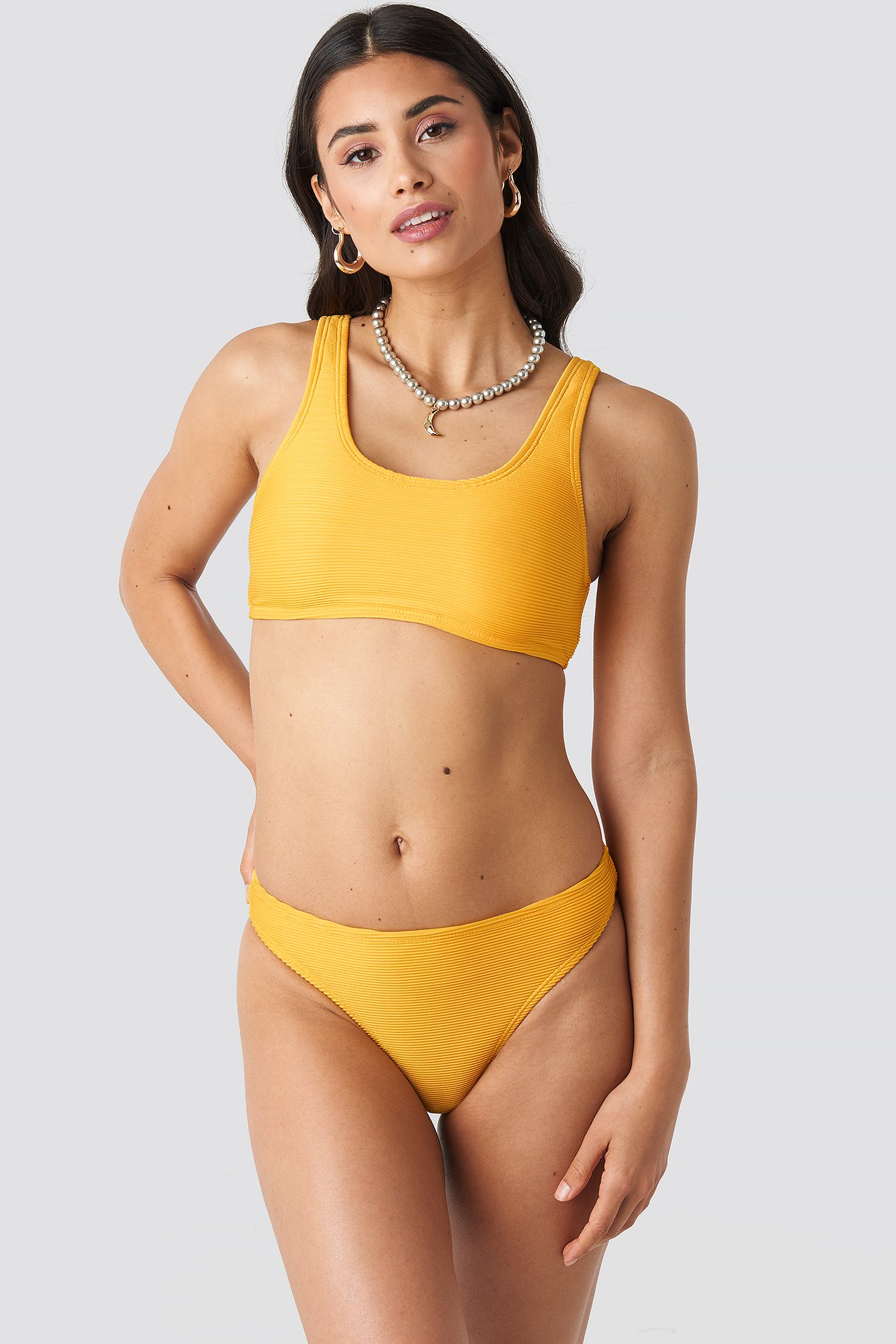 Citrus Ribbed Sporty Bikini Bottom
