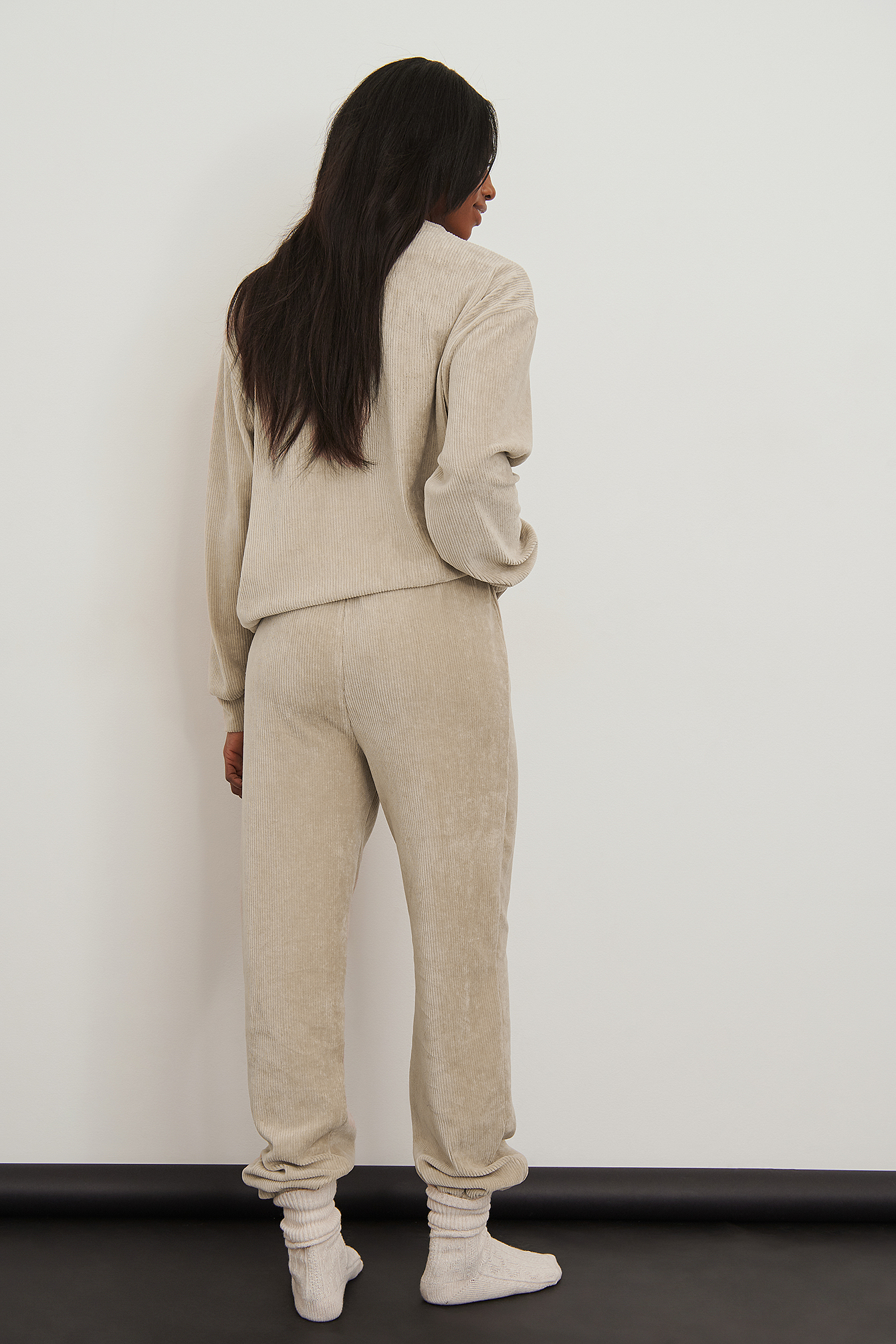 Ribbed Sweatpants Beige | na-kd.com