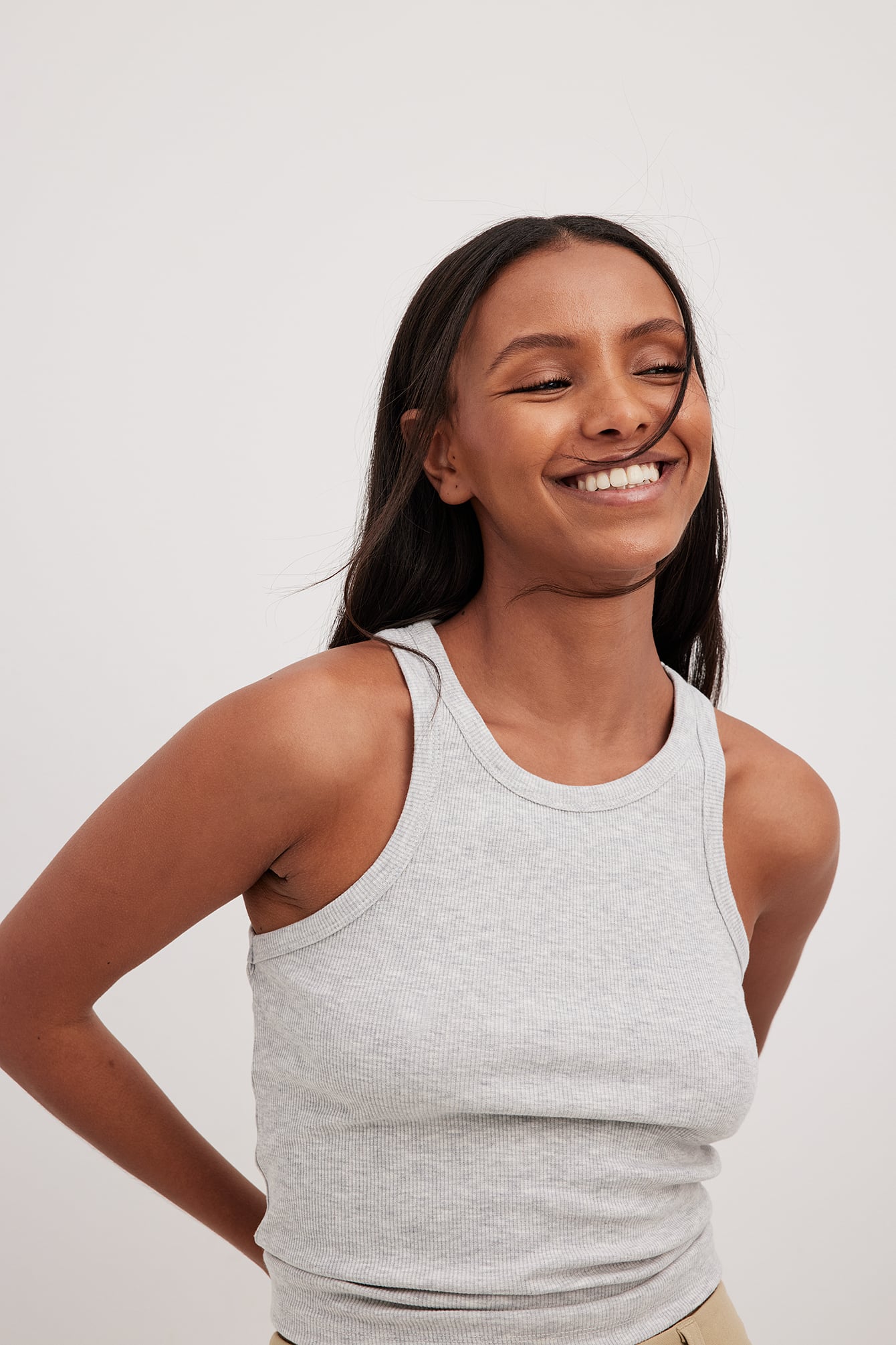 Ribbed Tank Grey | NA-KD
