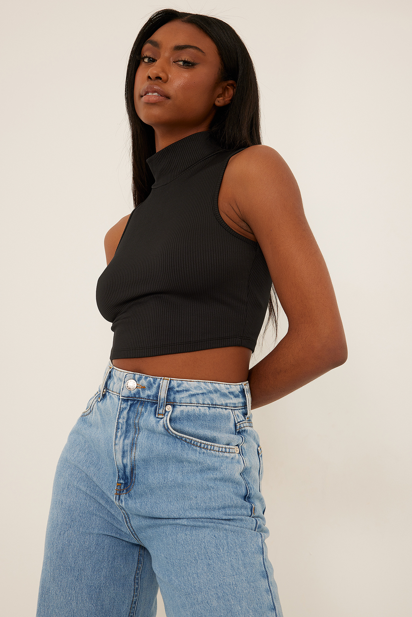 Womens Turtle Neck Cropped Tank 