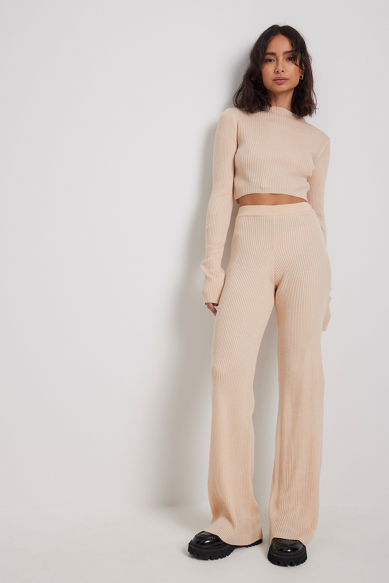 Ribbed Waistband Trousers Offwhite