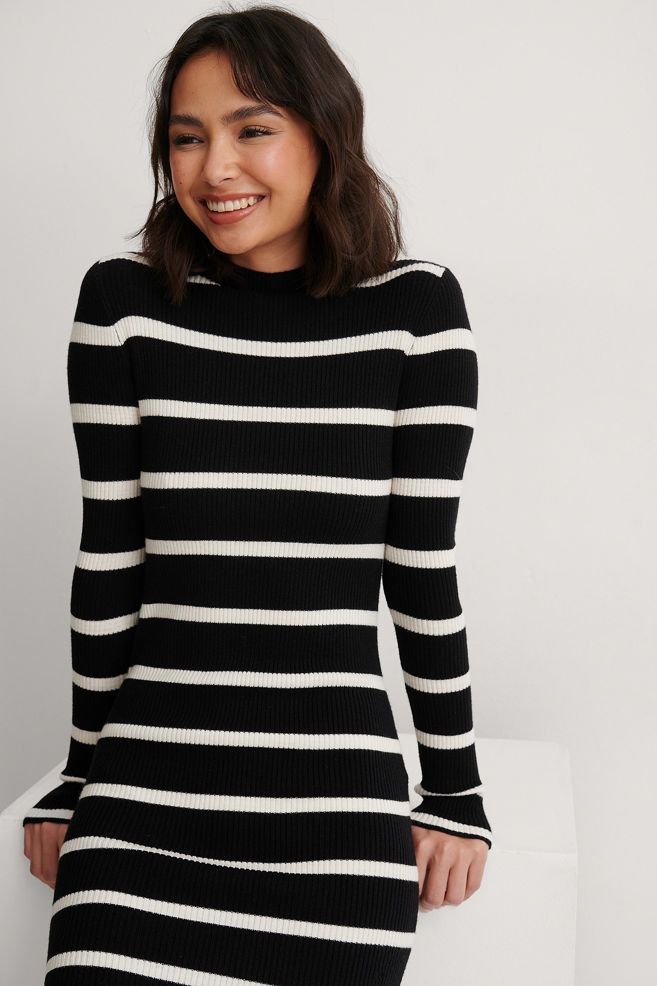 Ribbed Striped Knitted Dress Multicolor | NA-KD