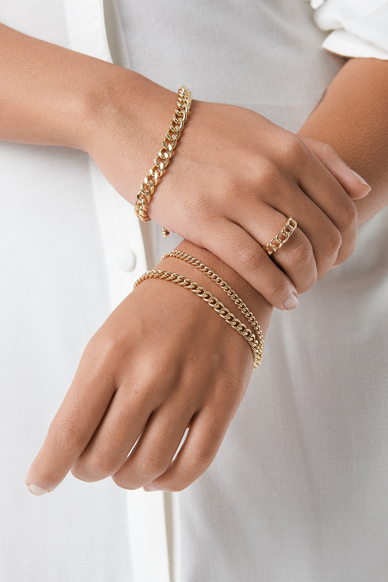 Ring and Bracelets Chain Set Gold
