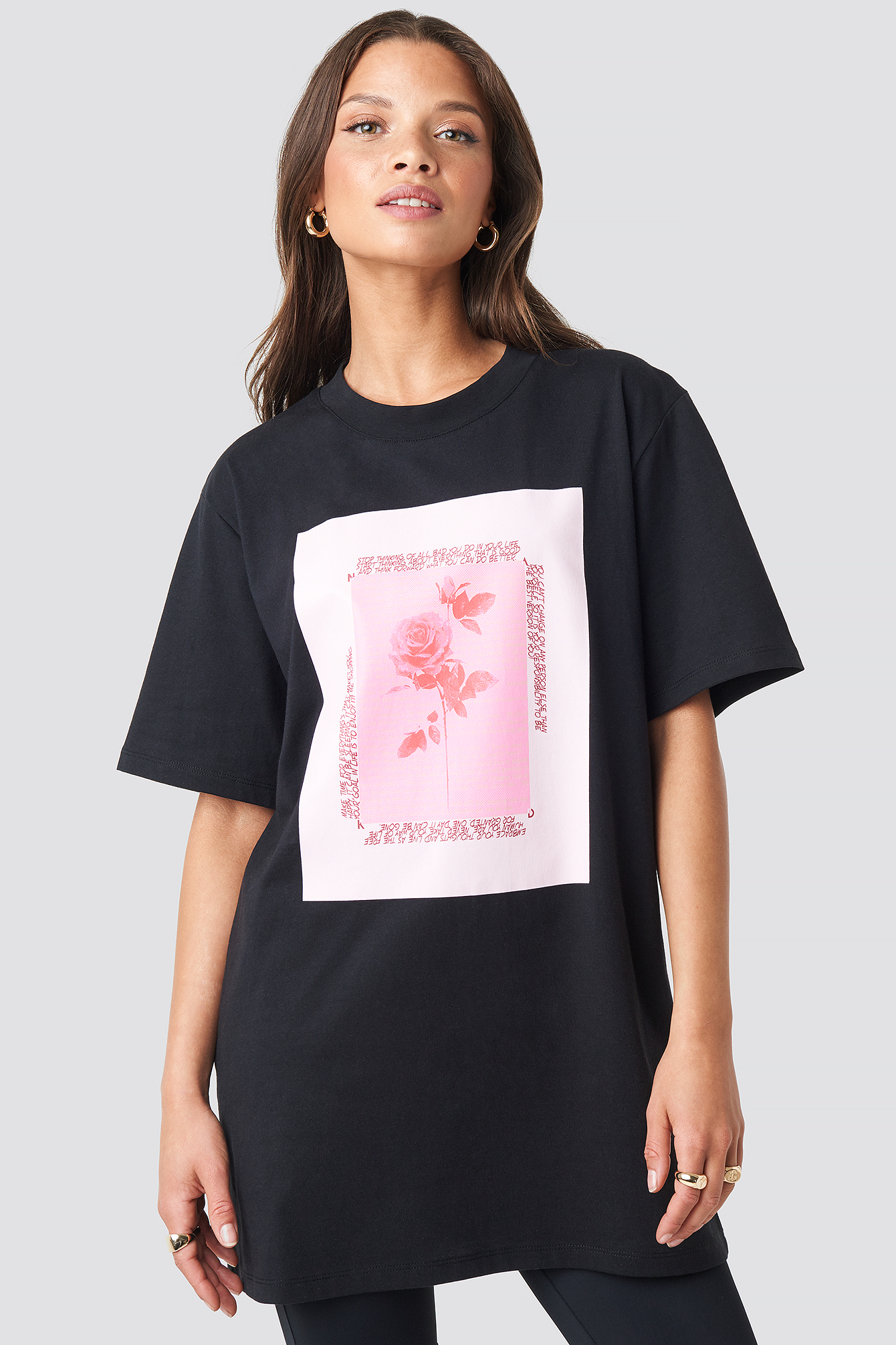 Rose Printed Tee Black
