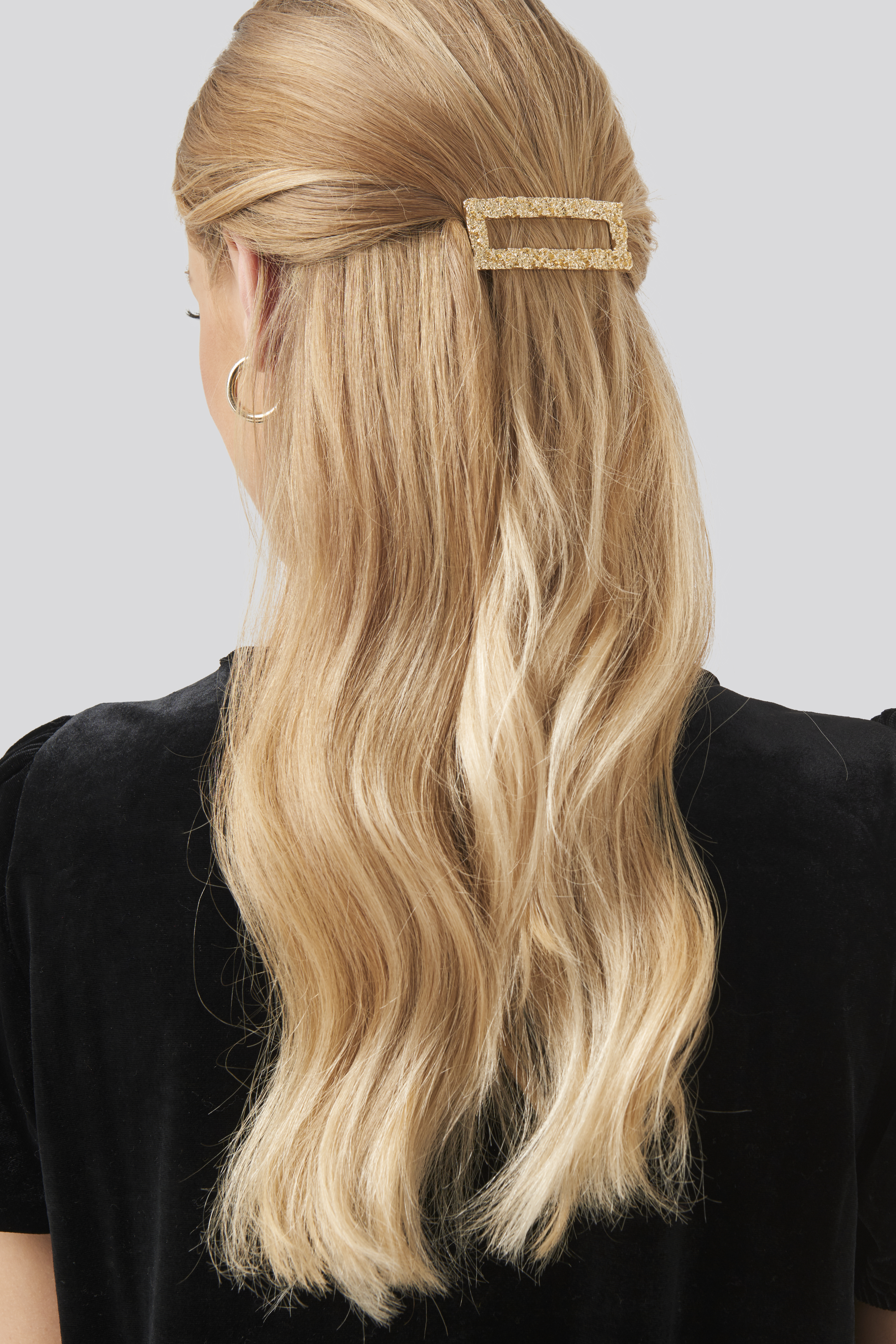 Rough Surface Squared Hair Clip Gold