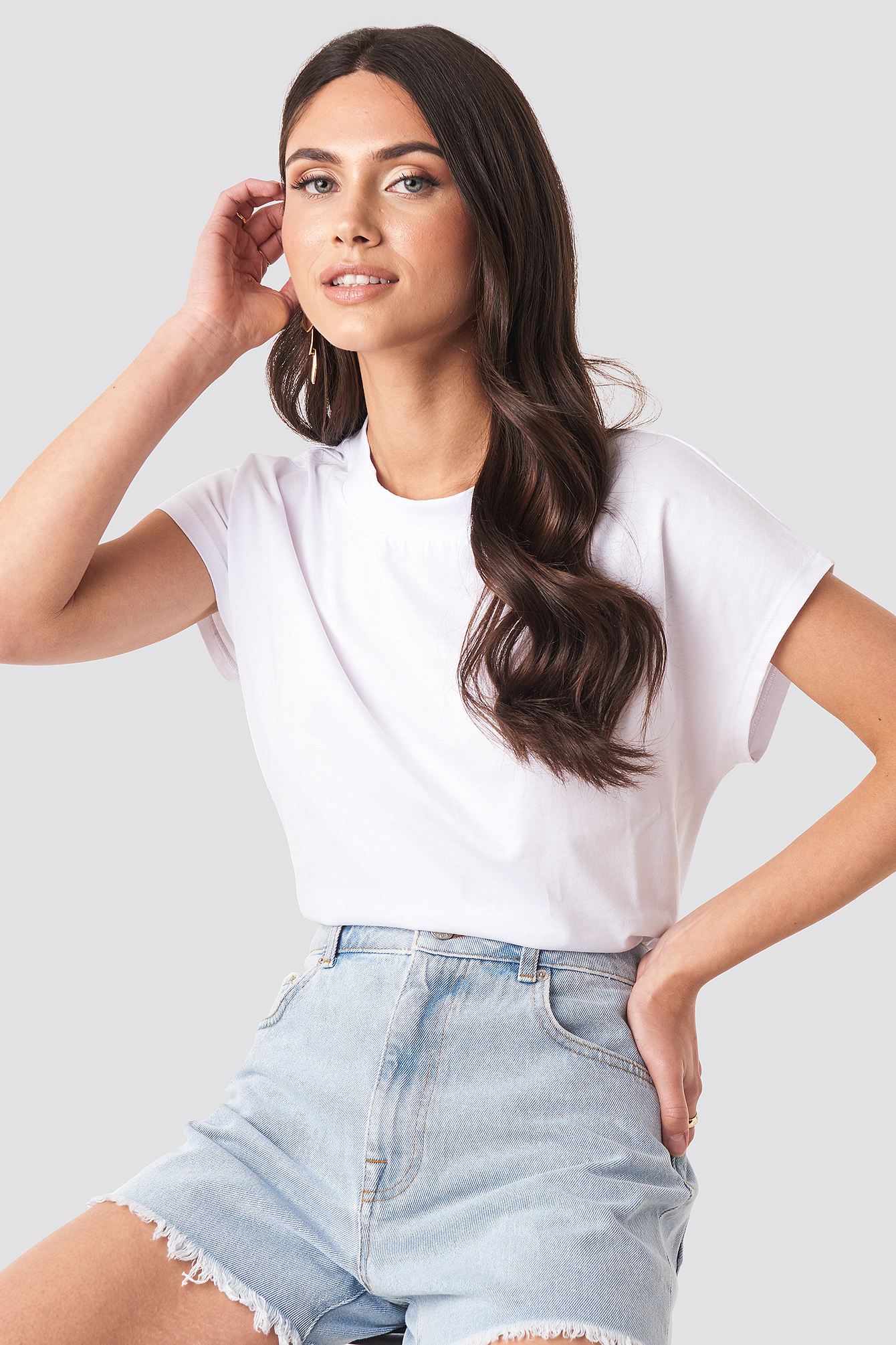 Round Neck Cap Sleeve T-Shirt White