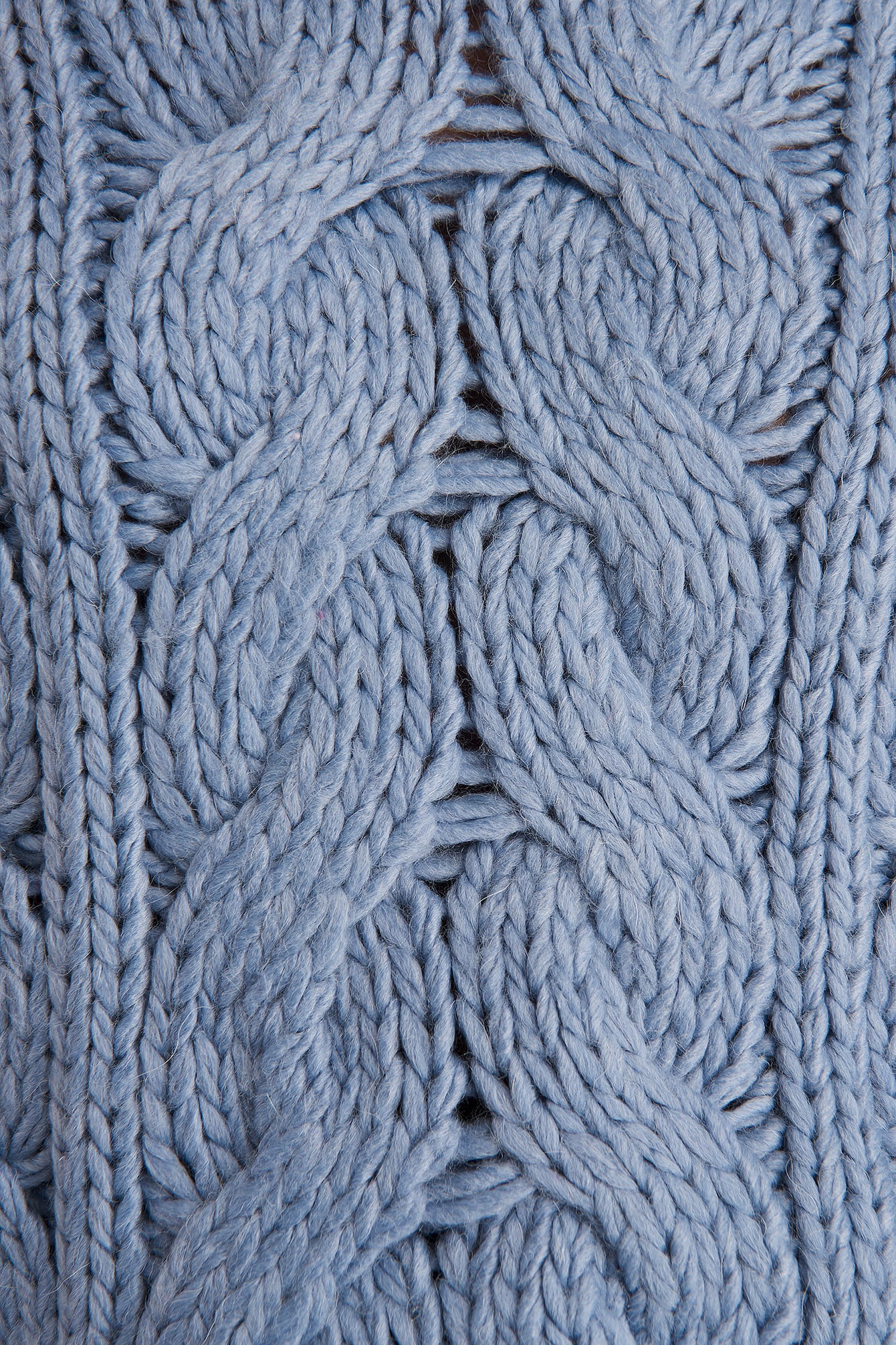 NA-KD WOOL BLEND ROUND NECK HEAVY KNITTED CABLE SWEATER - BLUE