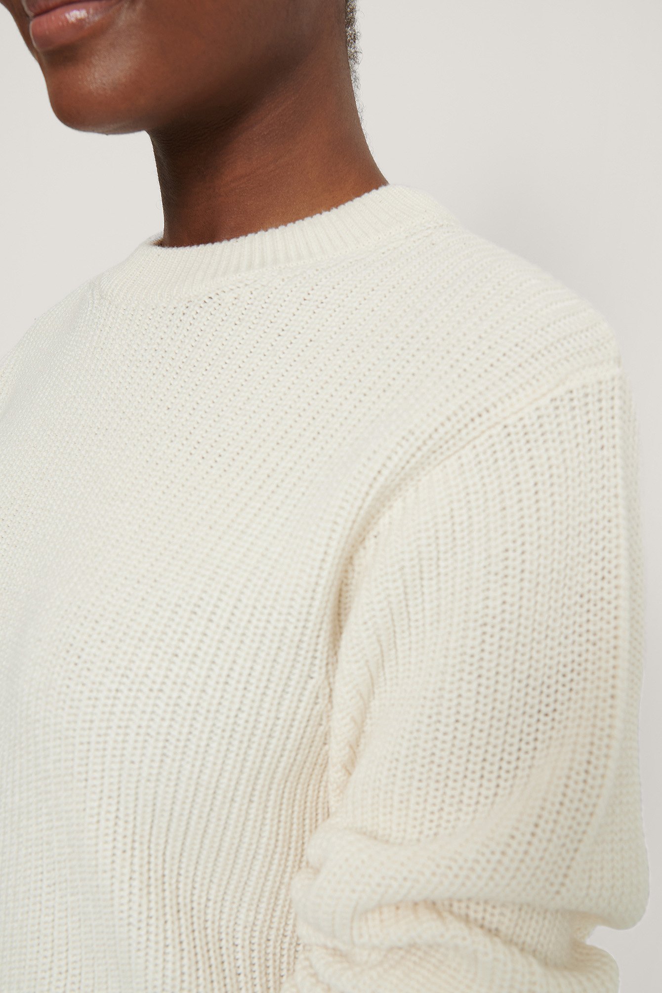 Offwhite Round Neck Knitted Sweater
