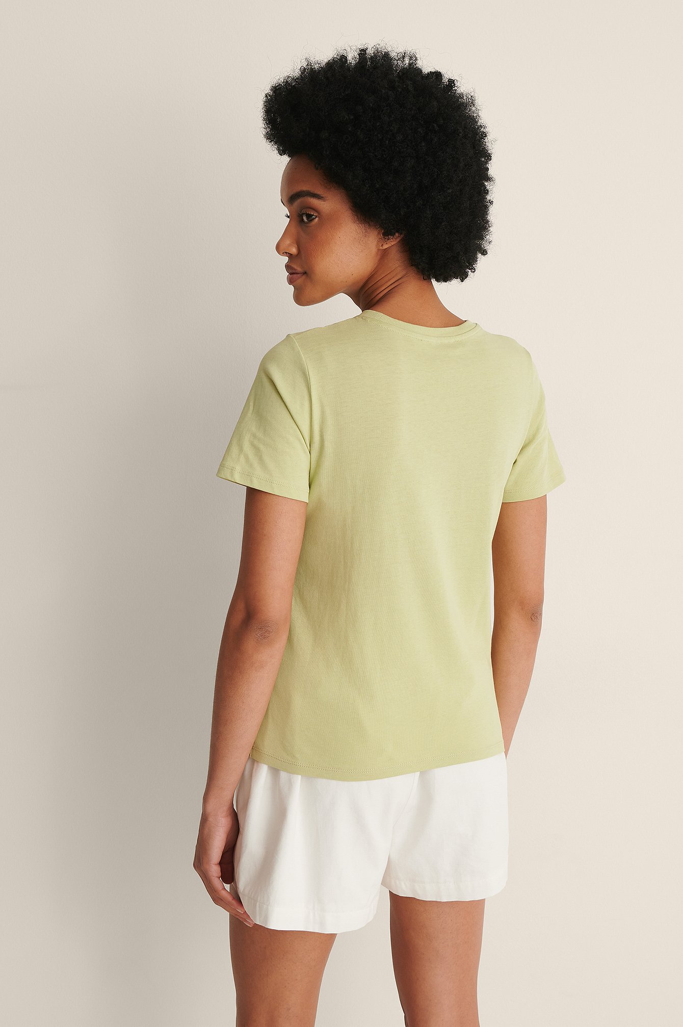 Light Green Round Neck Cotton T-Shirt