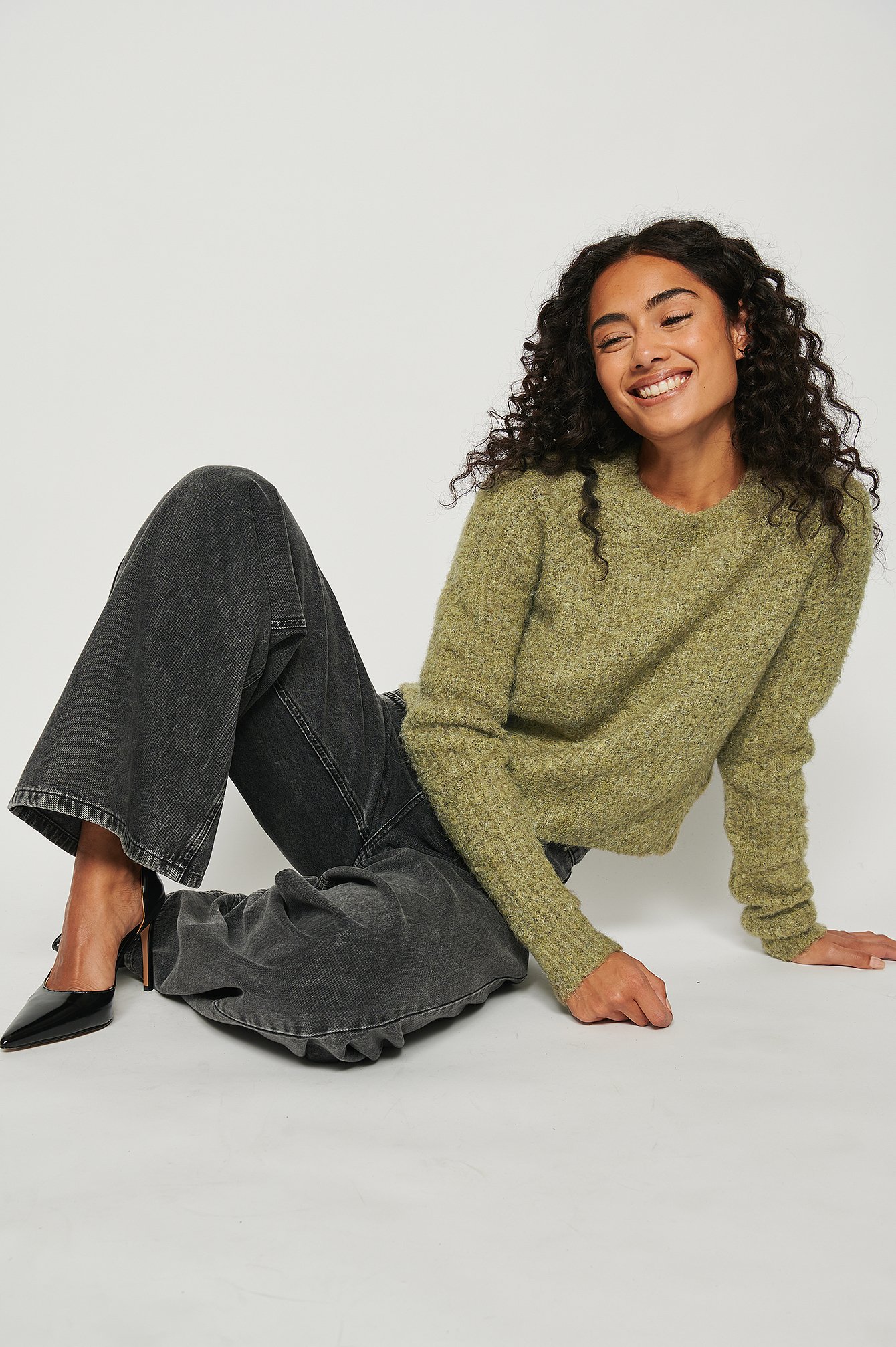 Olive Green Round Neck Soft Sweater