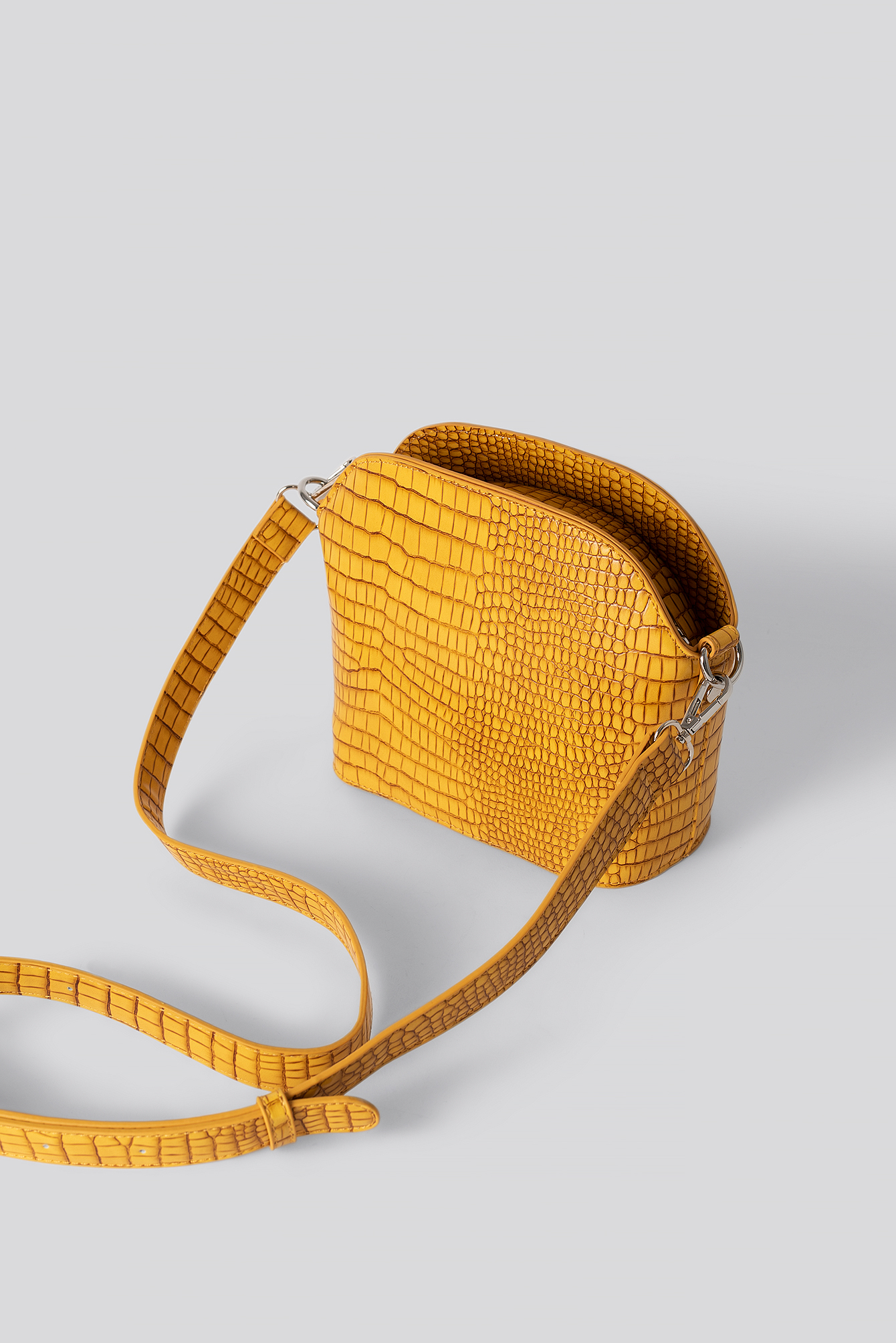 Rounded Croc Crossbody Bag Yellow