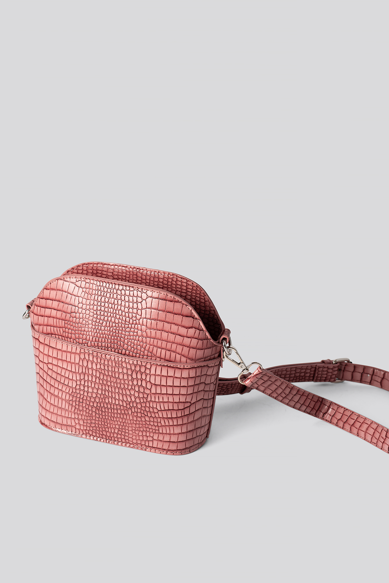 Rounded Croc Crossbody Bag Pink