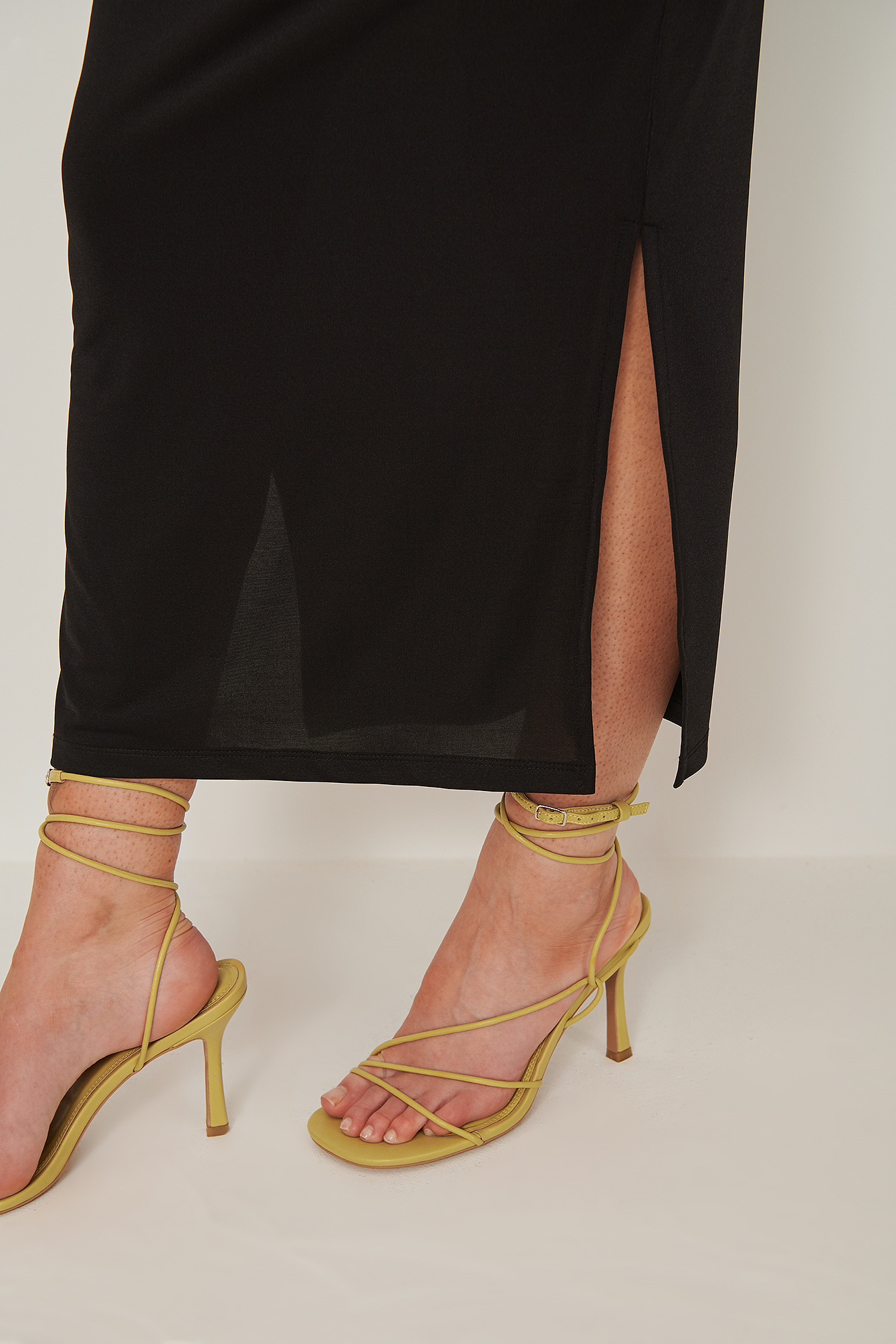 Rounded Toe Strappy Heels Yellow | na-kd.com