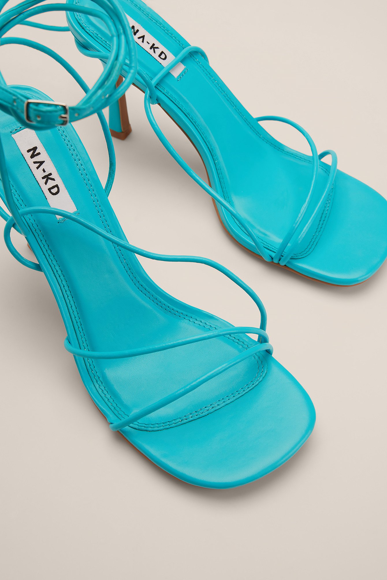 Turquoise Rounded Toe Strappy Heels