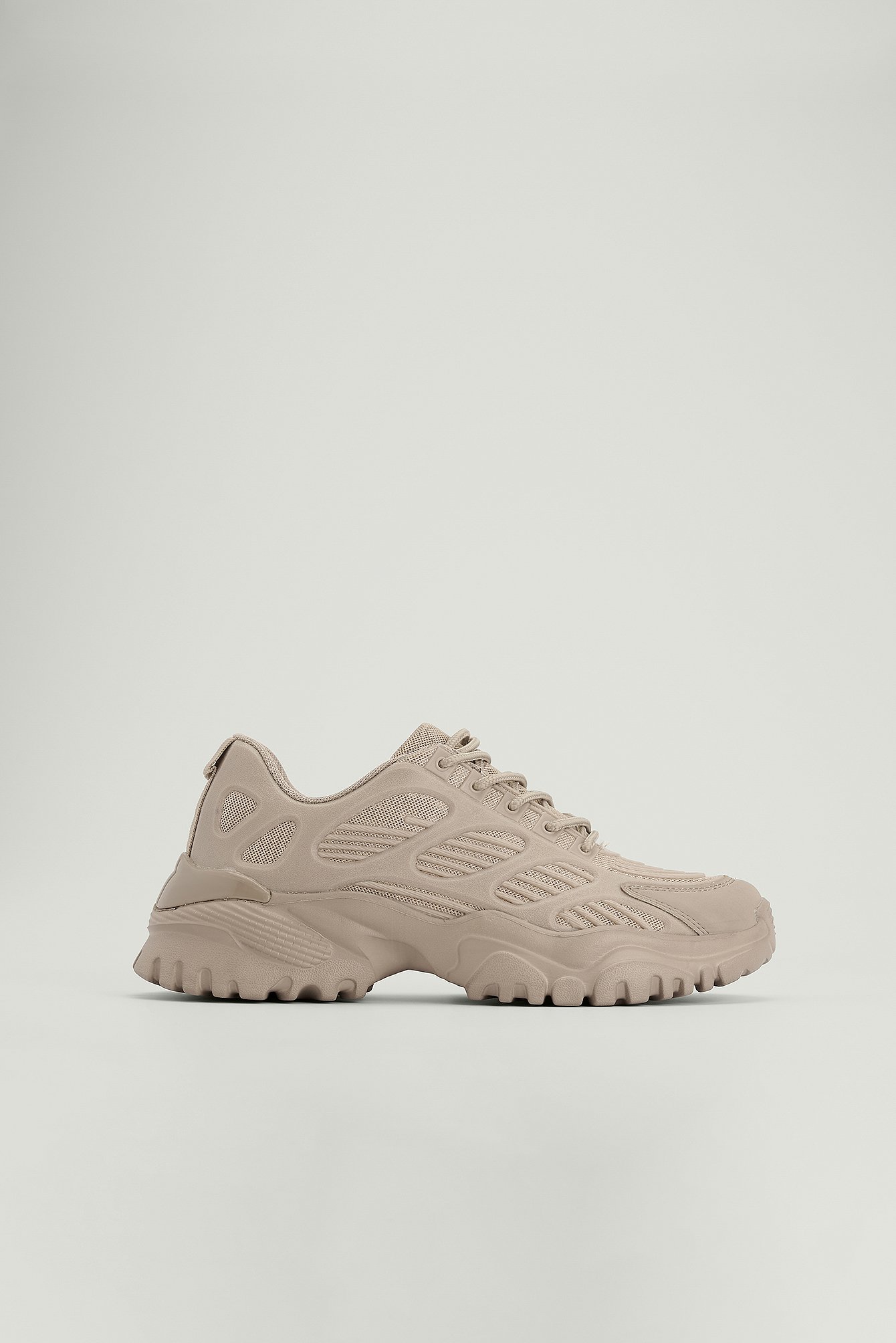 Taupe Rubberen chunky sneakers