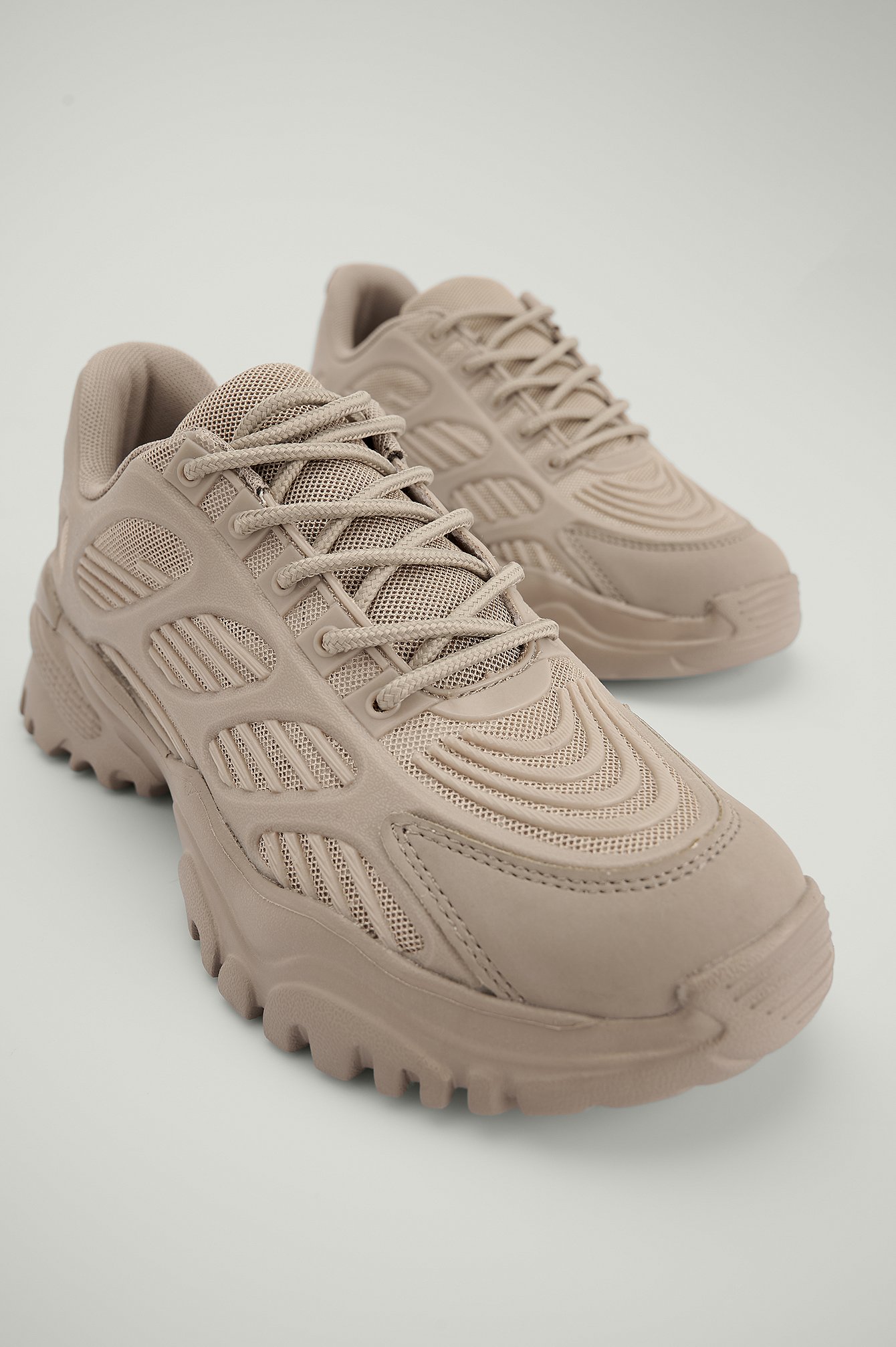Taupe Rubberized Chunky Trainers