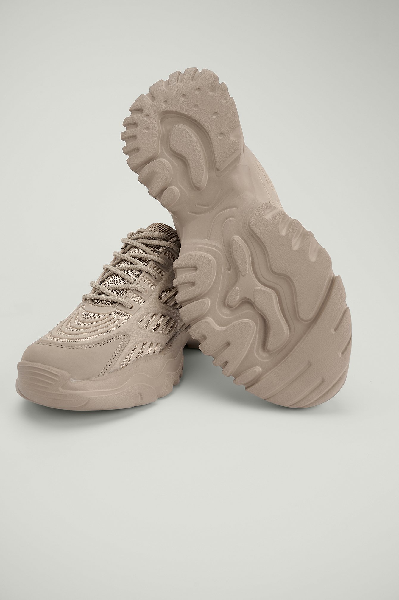 Taupe Rubberized Chunky Trainers