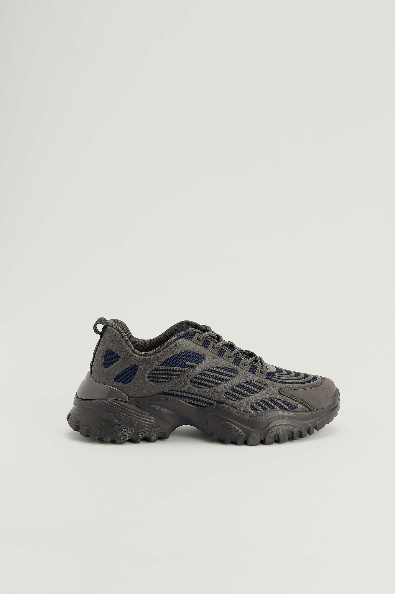 Blue/Grey Masywne buty sportowe z gumową podeszwą