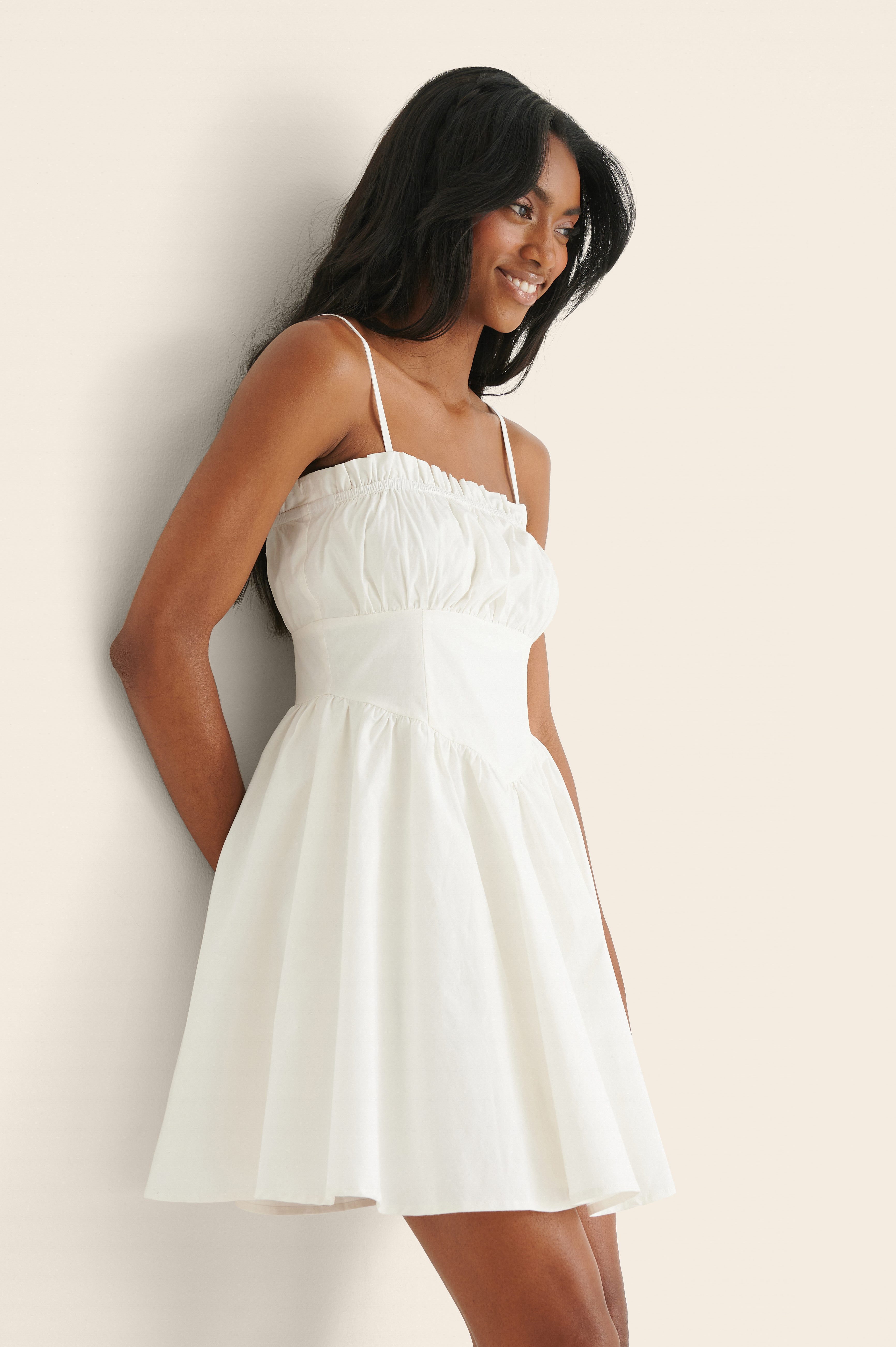 Ruched Detail Mini Dress White | na-kd.com
