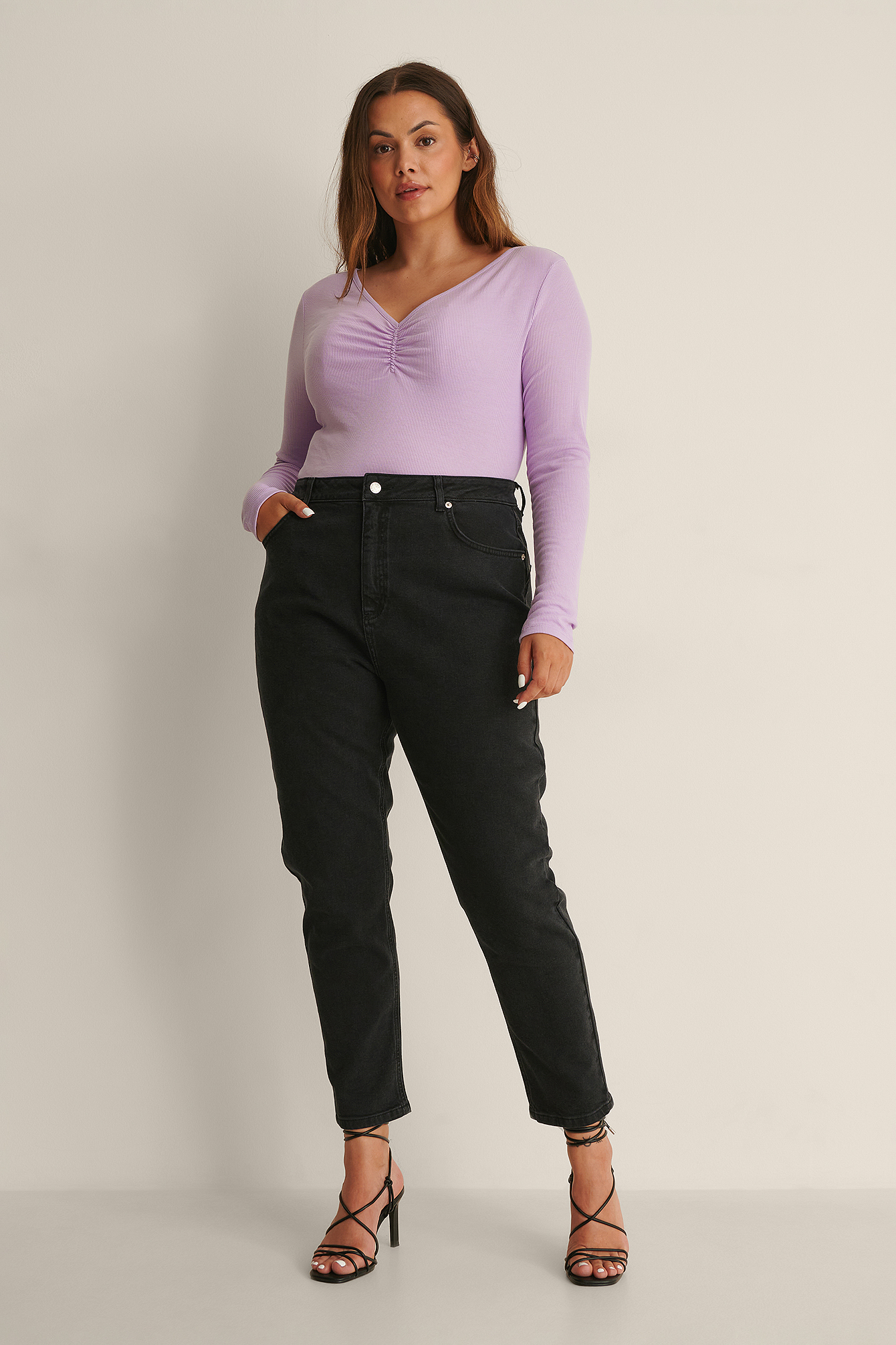 Purple Recycled Ruched Rib Top