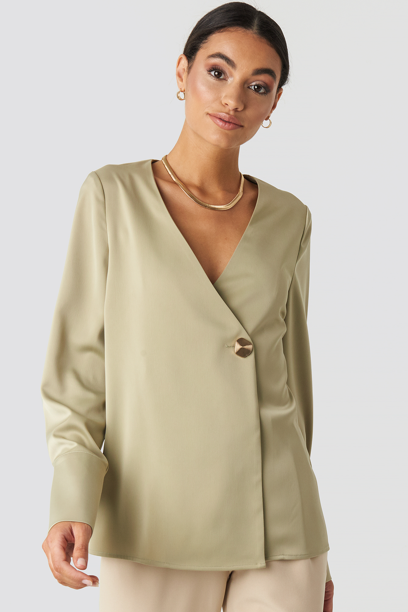 Satin Blouse Olive