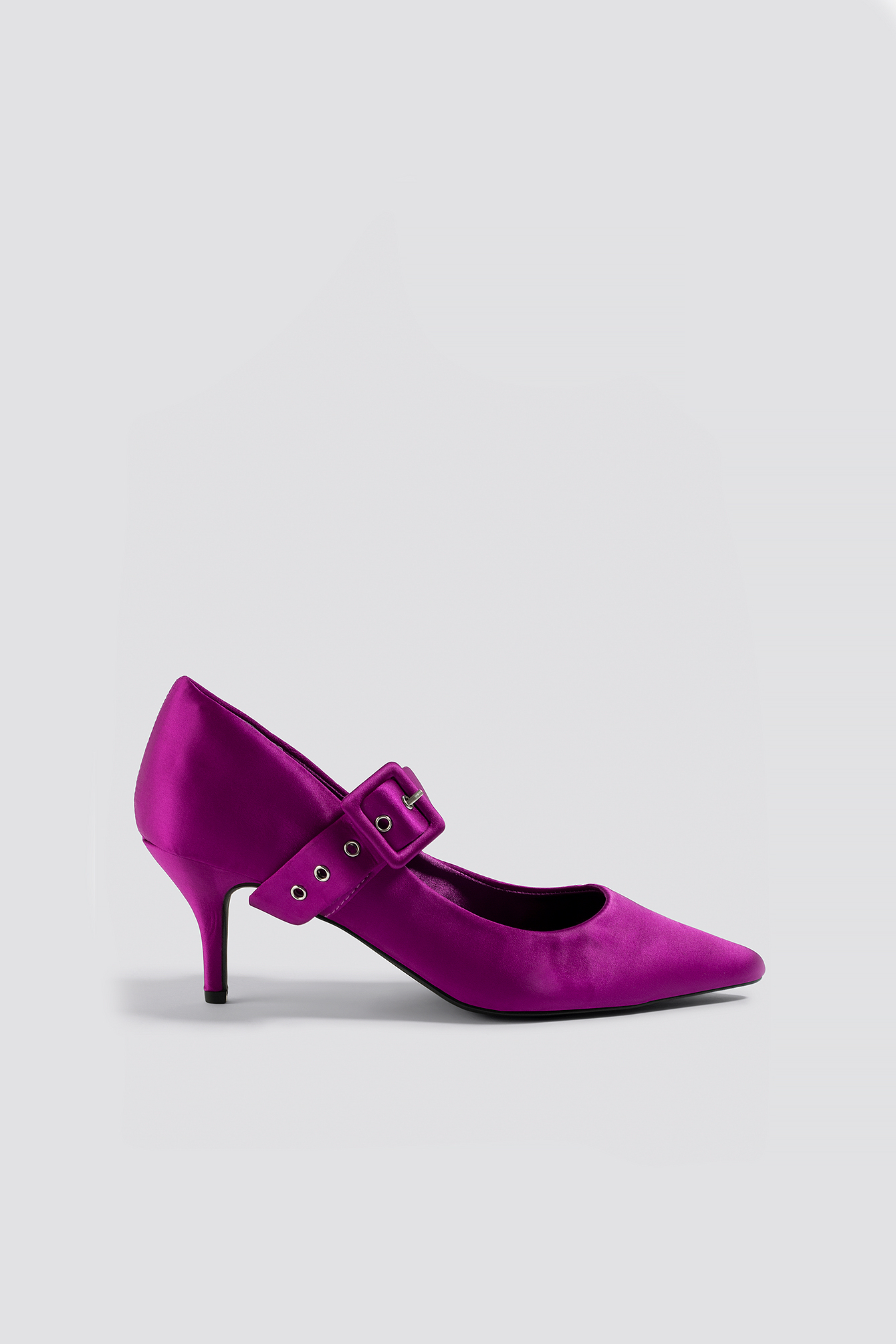 Satin Buckle Pumps Purple