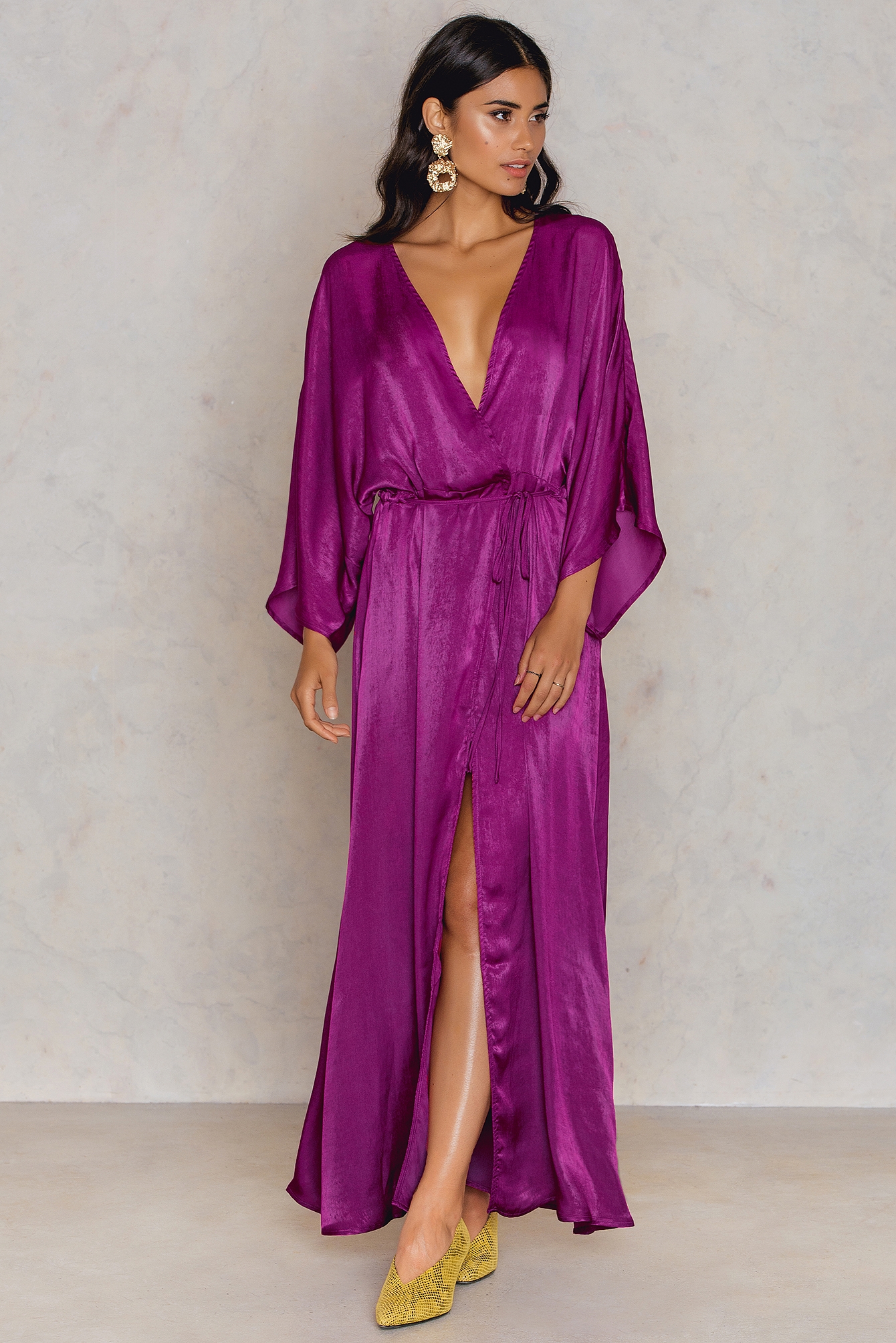 Satin Coat Dress Dark Purple NA KD satin-coat-dress-dark-purple-na-kd