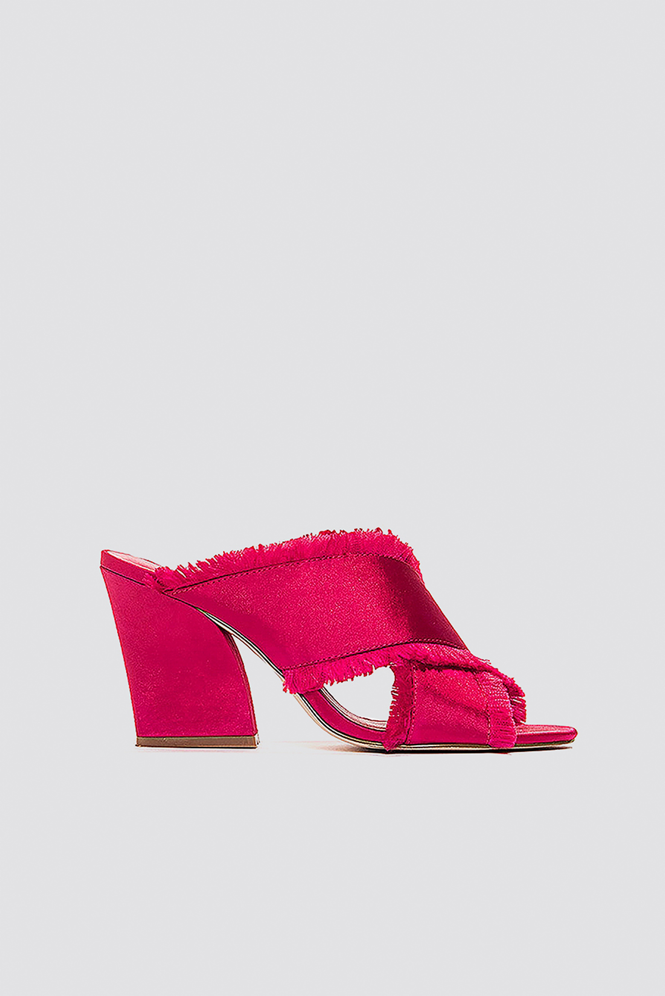 Satin Cross Mule Heels Red