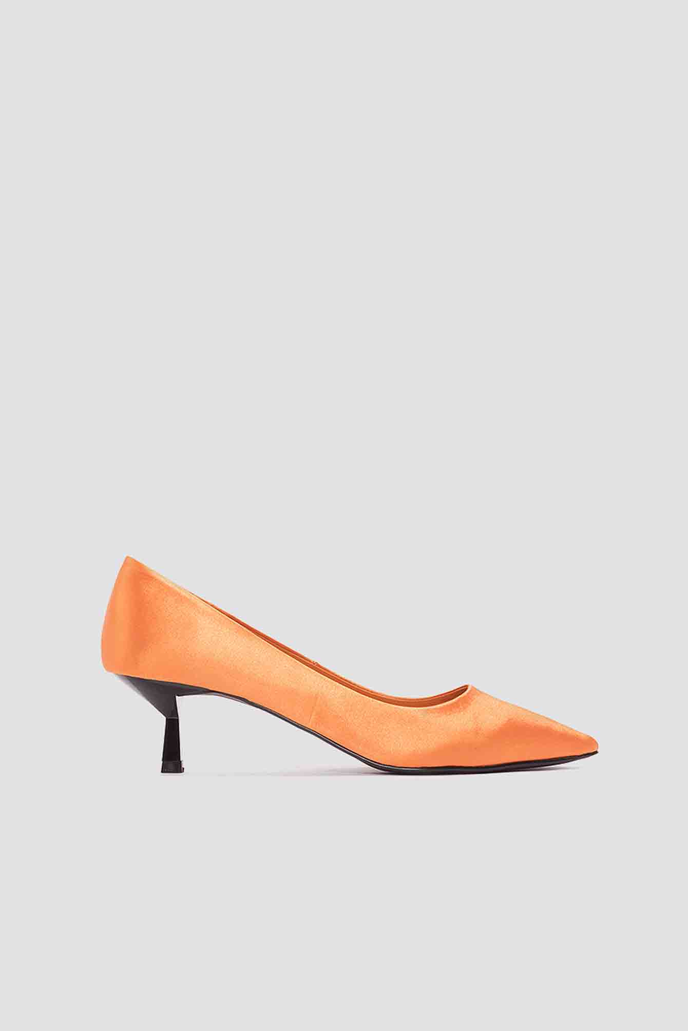 NA-KD Shoes Satin Kitten Heel Pumps - Orange