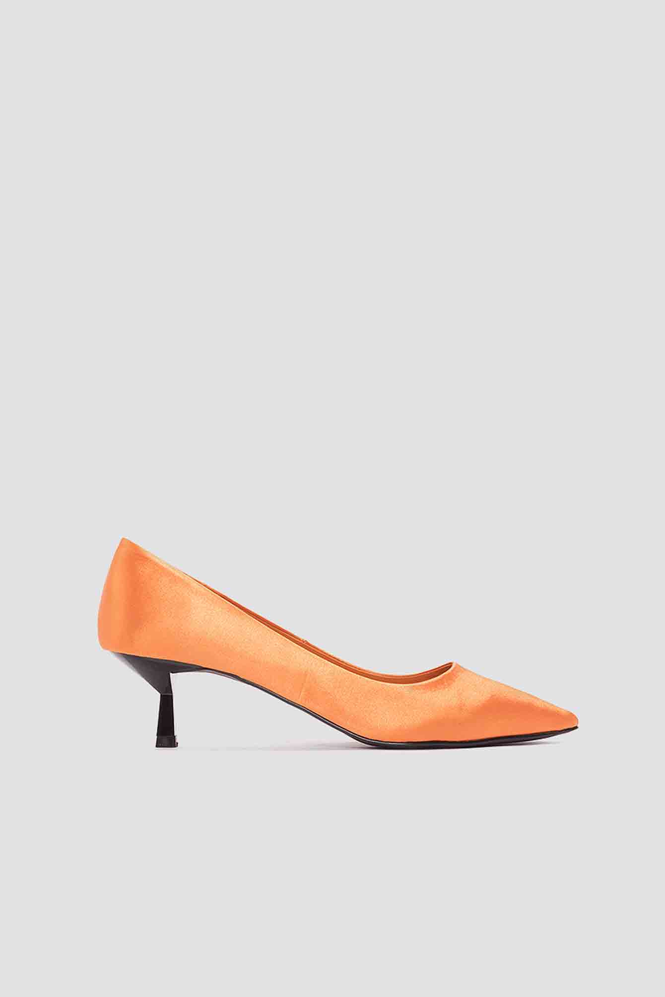 Satin Kitten Heel Pumps Orange