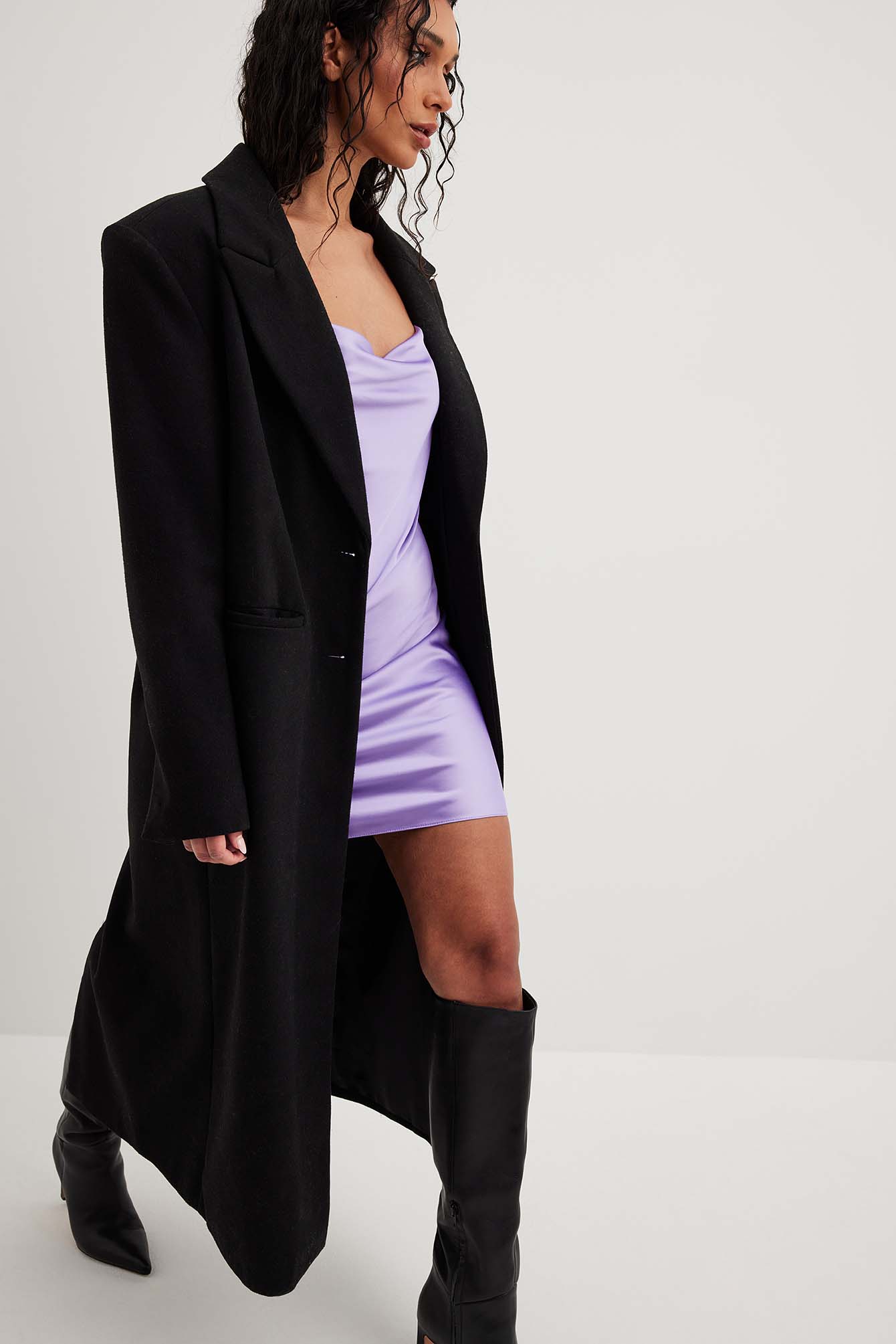 Narina Plum Purple Satin Pleated Strapless Mini Dress