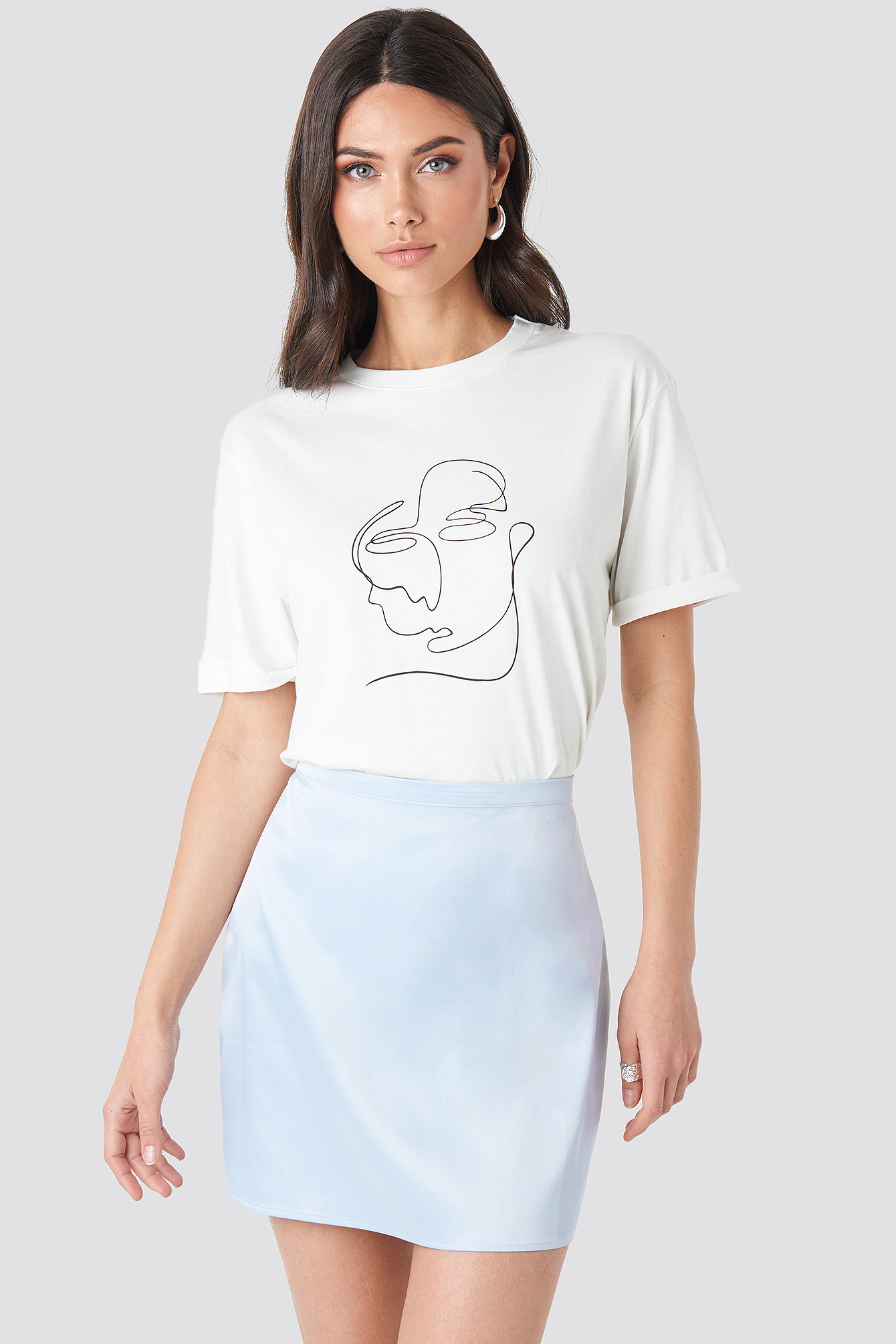 Satin Mini Skirt Pale Blue