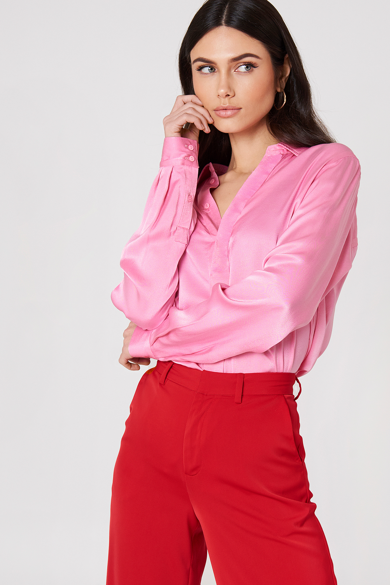 Satin Shirt Pink | na-kd.com