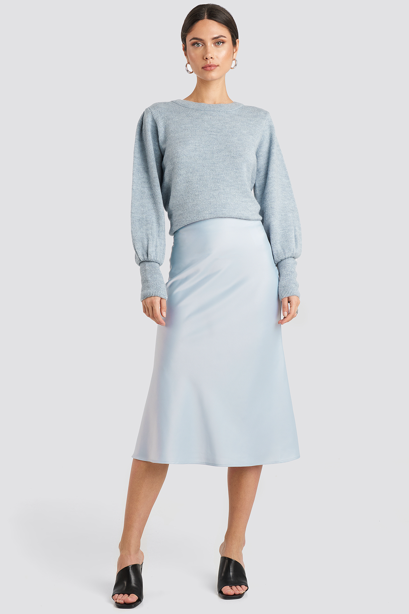 Satin Skirt Light Blue