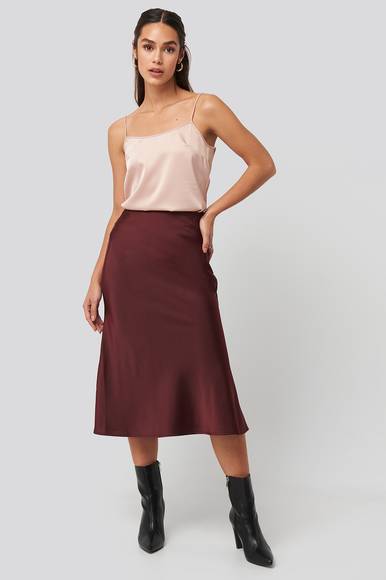 Satin Skirt Burgundy
