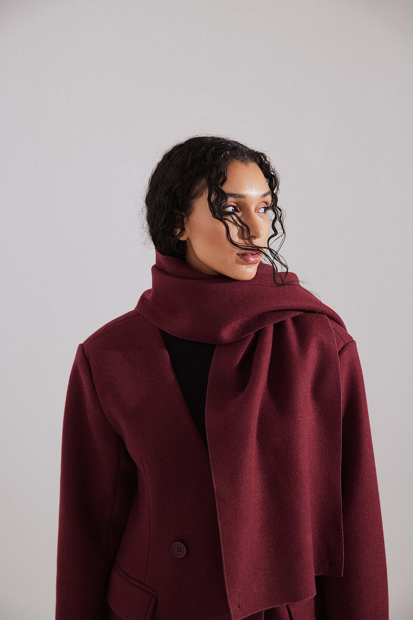 Scarf Detail Coat Red NA KD scarf-detail-coat-red-na-kd